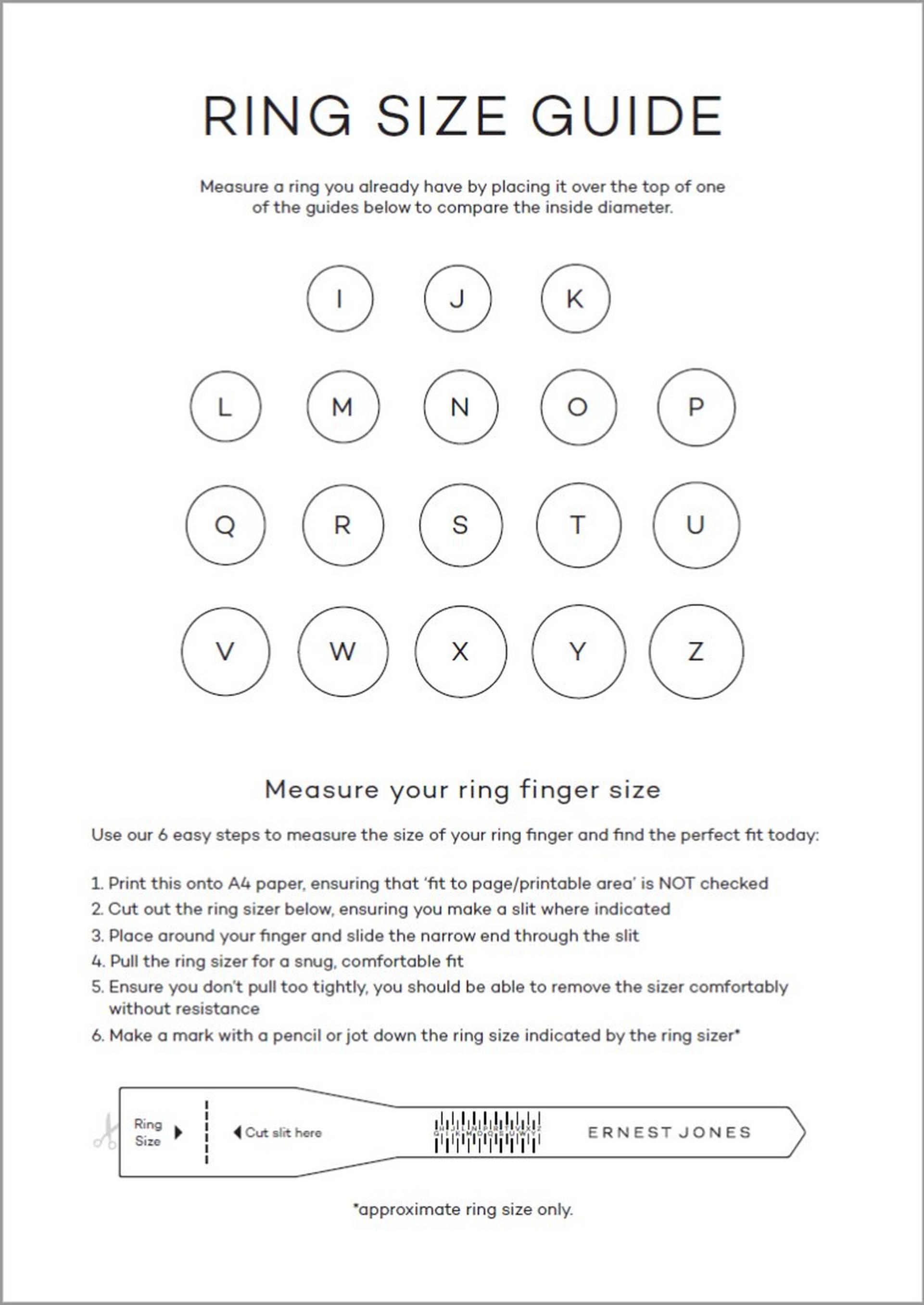 Rings Size Guide - Ernest Jones