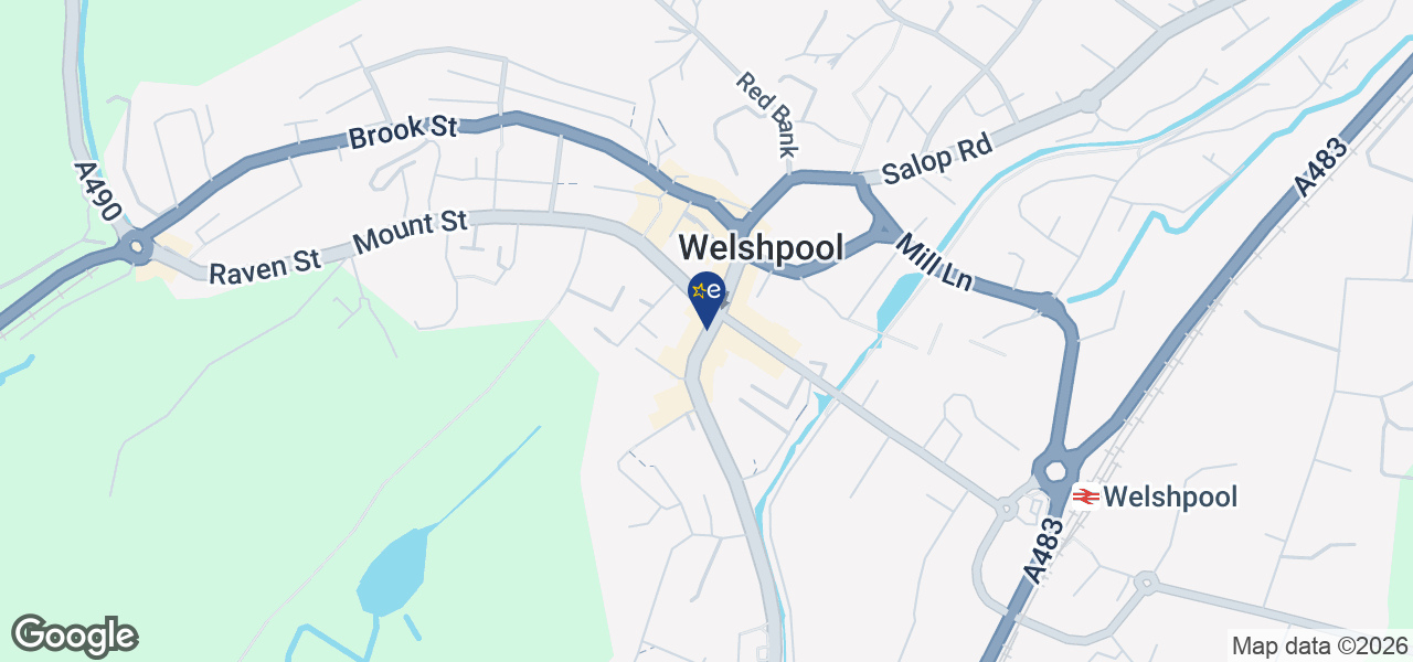 Map showing location of BJ's Electrical - Welshpool
