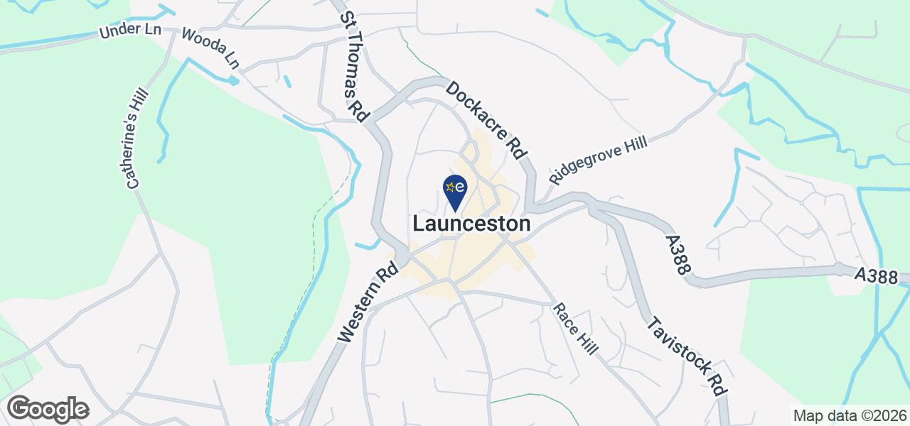 Map showing location of HBH Woolacotts - Launceston