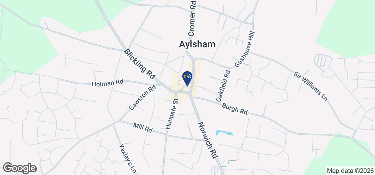 Map showing location of J B Postle - Aylsham