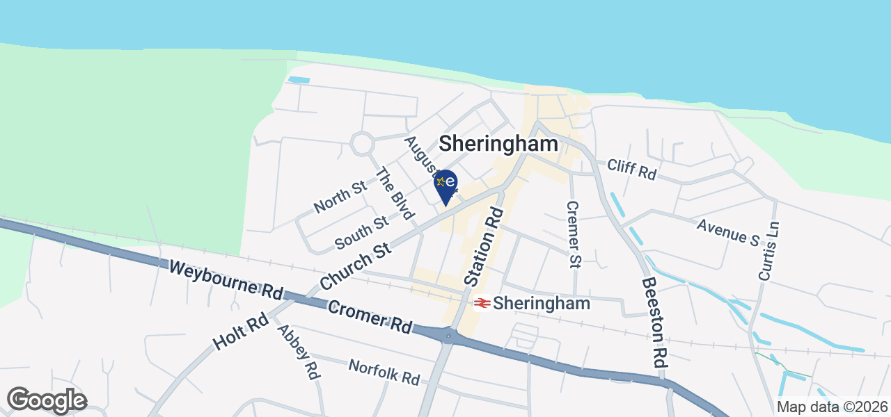 Map showing location of J B Postle - Sheringham