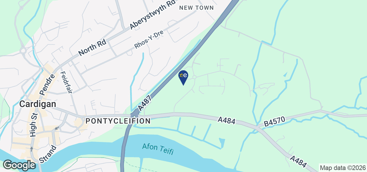 Map showing location of J Harries - Cardigan