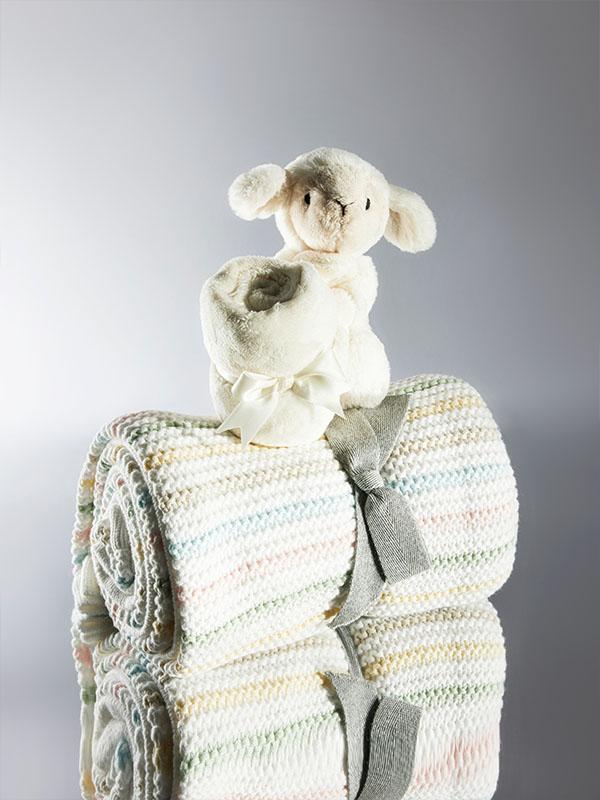 Baby blankets and sheep toy