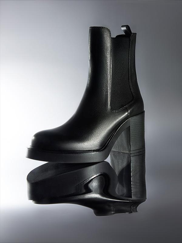 Black chunky heeled boot