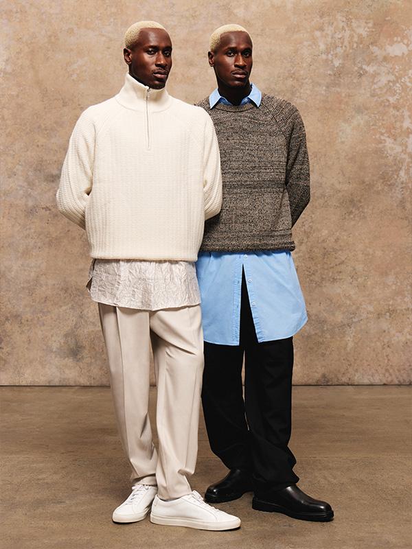 Men in cream and black trousers