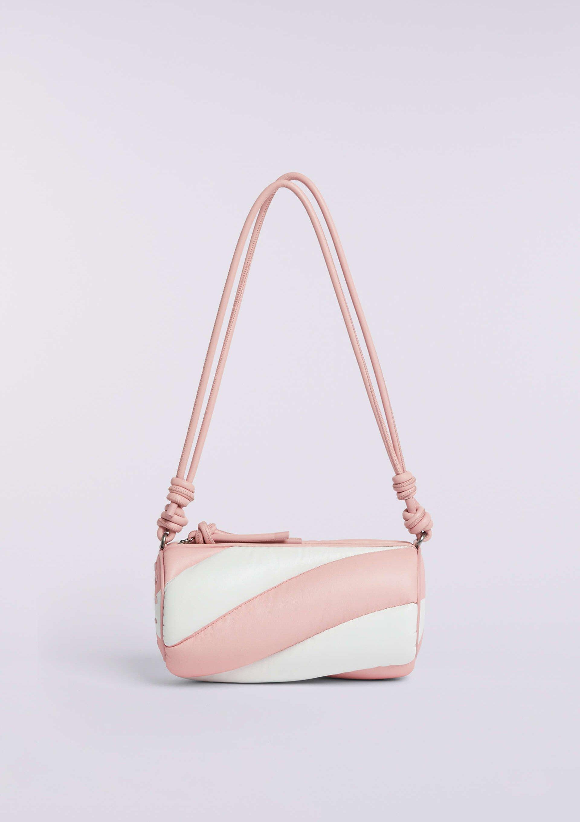 Mella Leather Bag in pink and white.