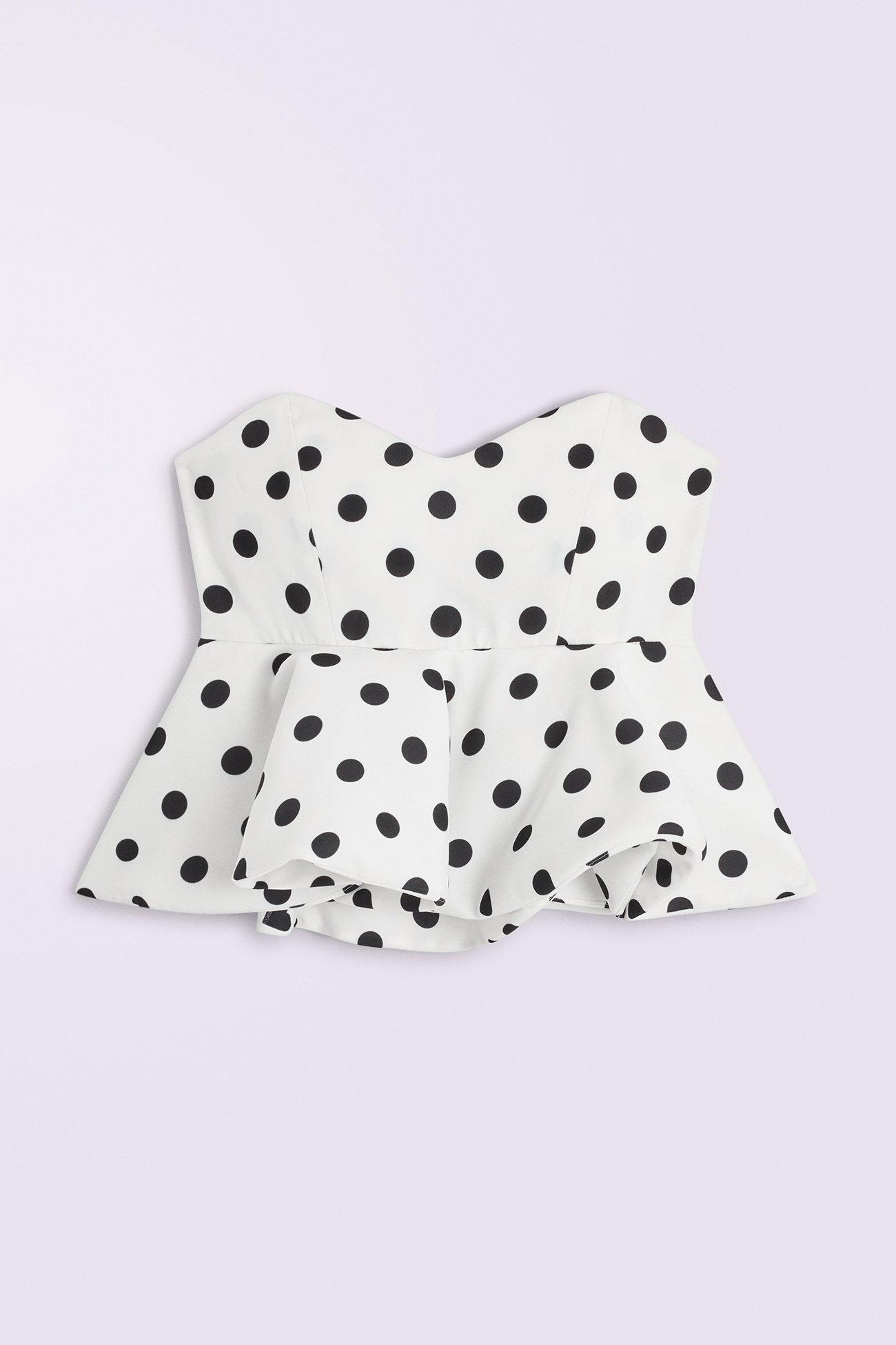 Polka Dot Peplum Crop Top White.