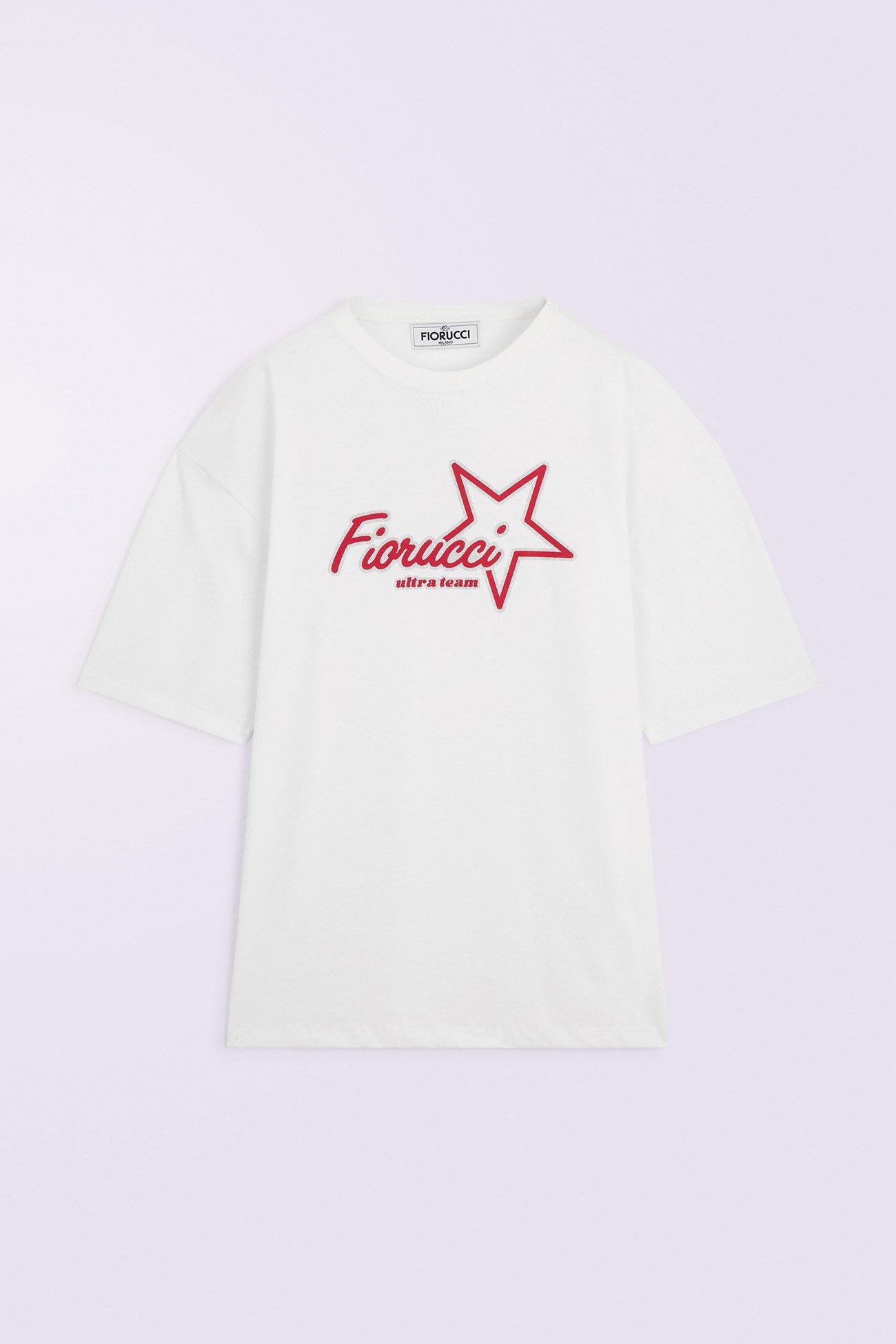 Ultra Team Glitter Star Logo Relaxed T-Shirt in White.