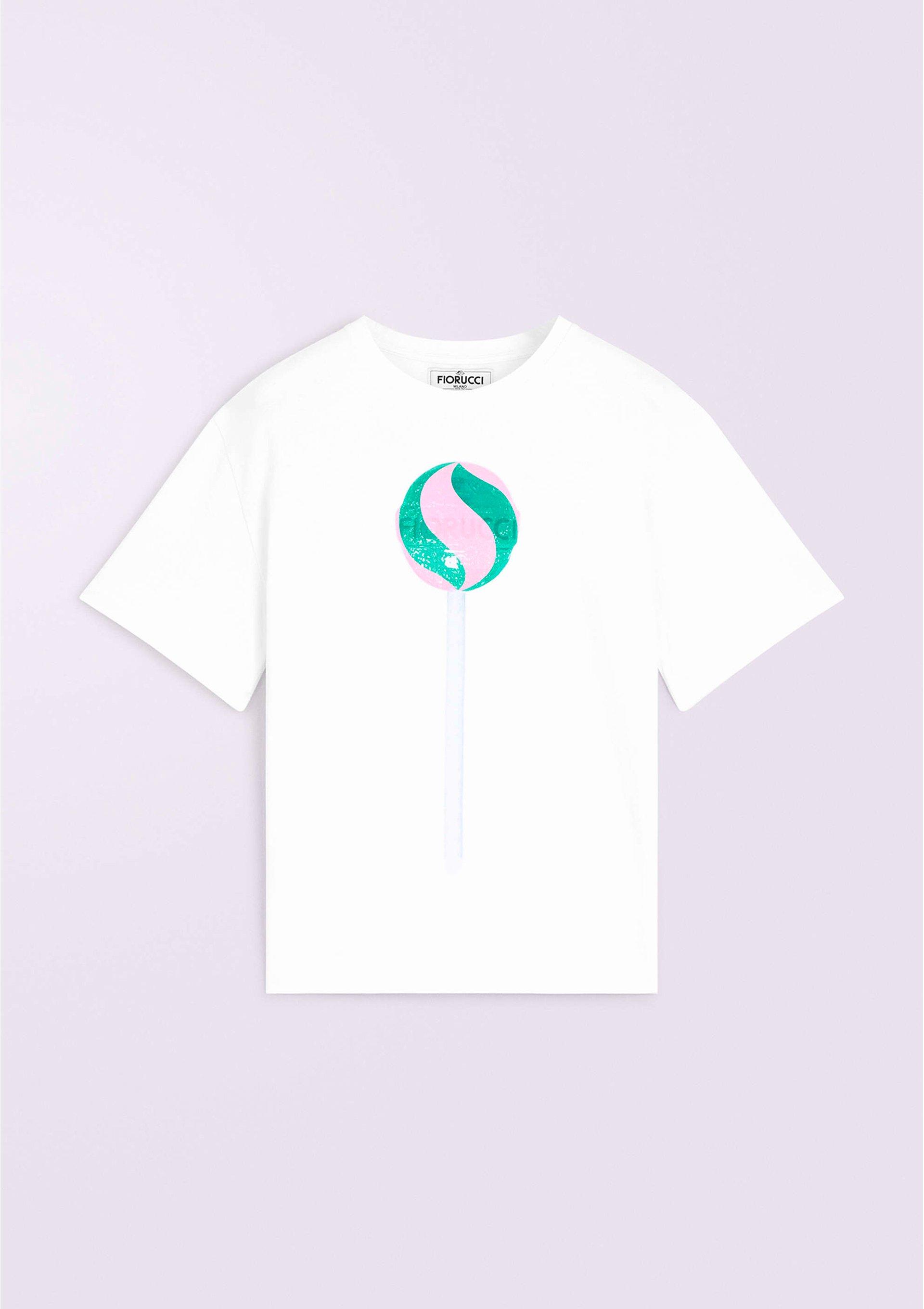 Unisex Lollipop Graphic T-Shirt in white.