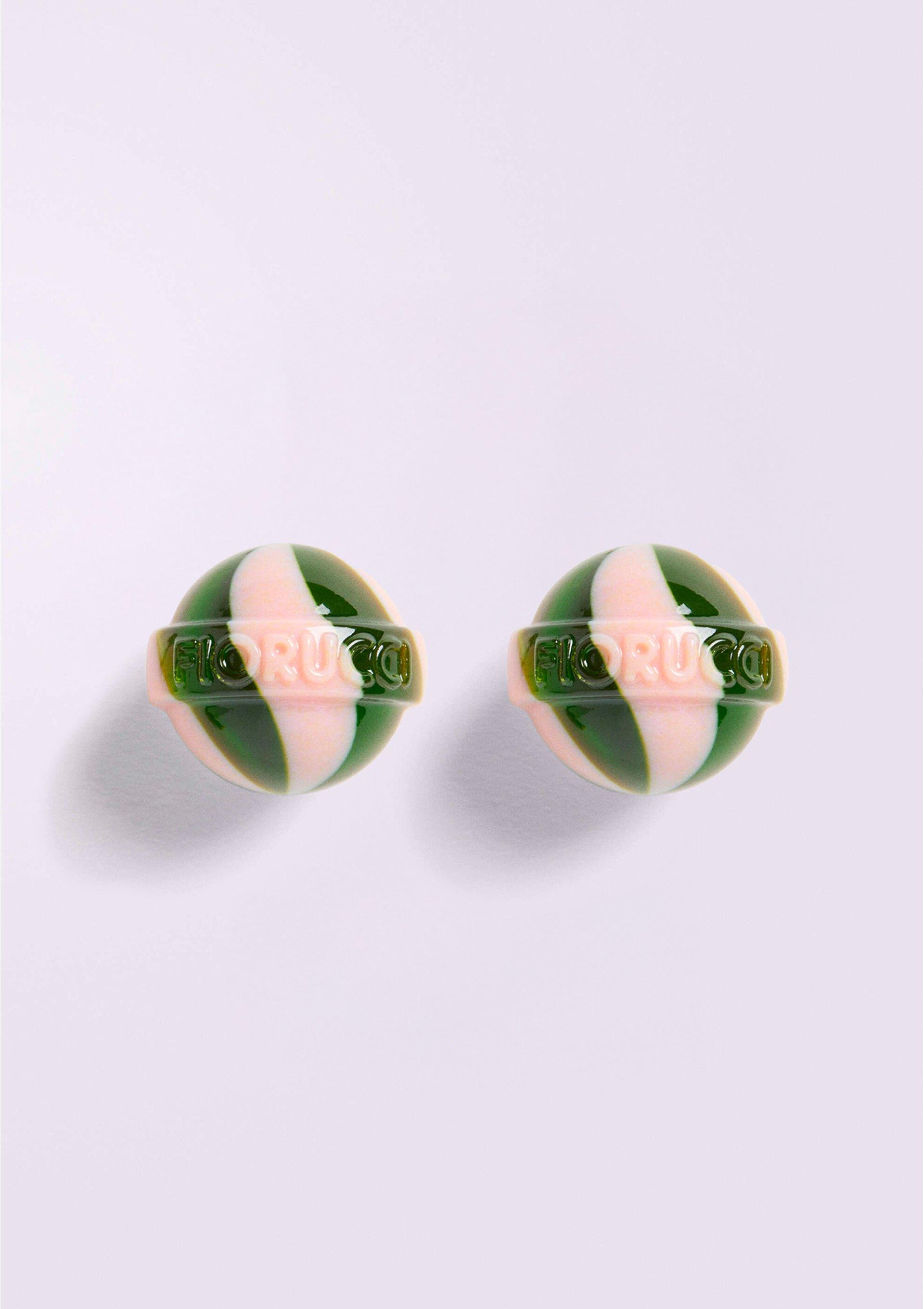 Mini Lollipop Earrings in pink and green.