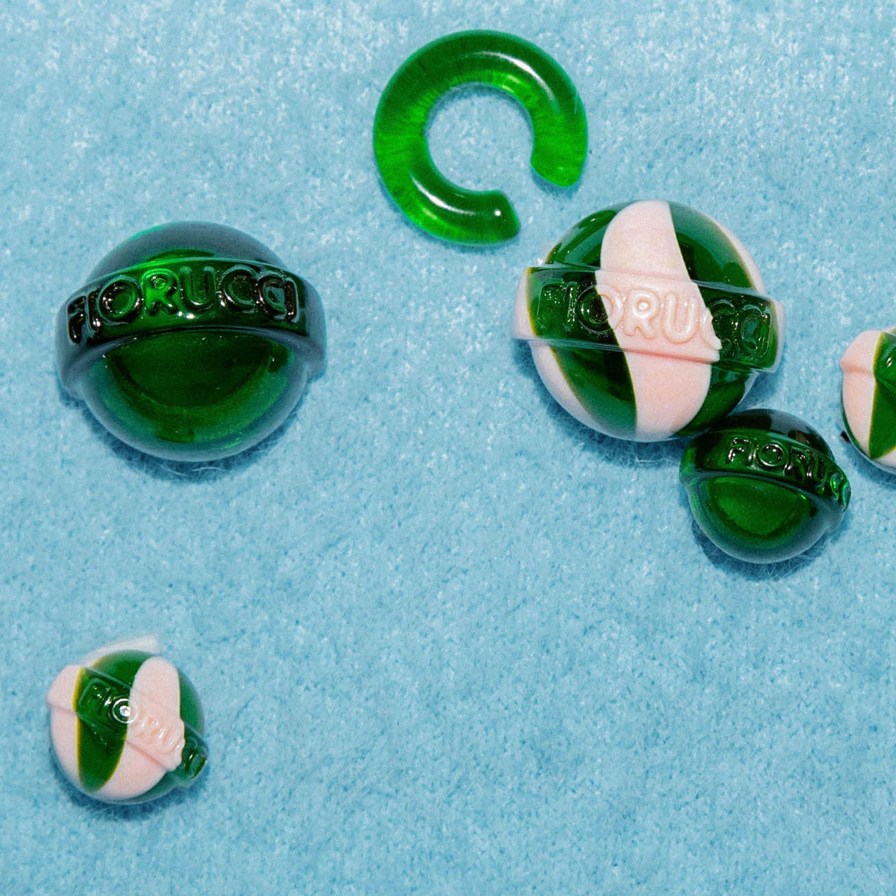 Lollipop Earrings and Ear Cuff in pink and green.