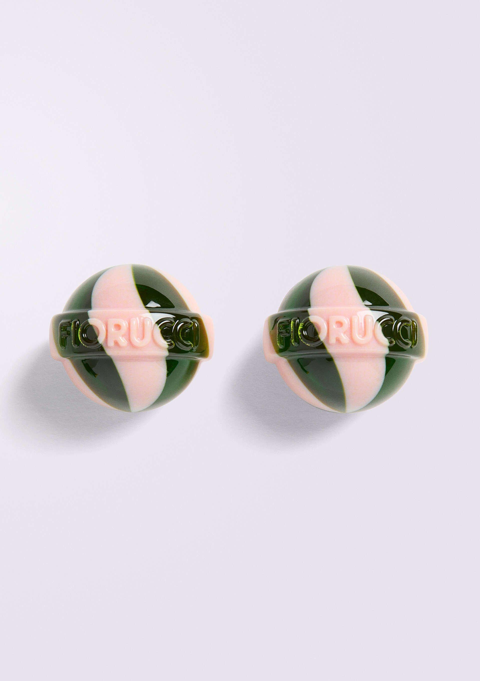 Lollipop Earrings in green and pink.