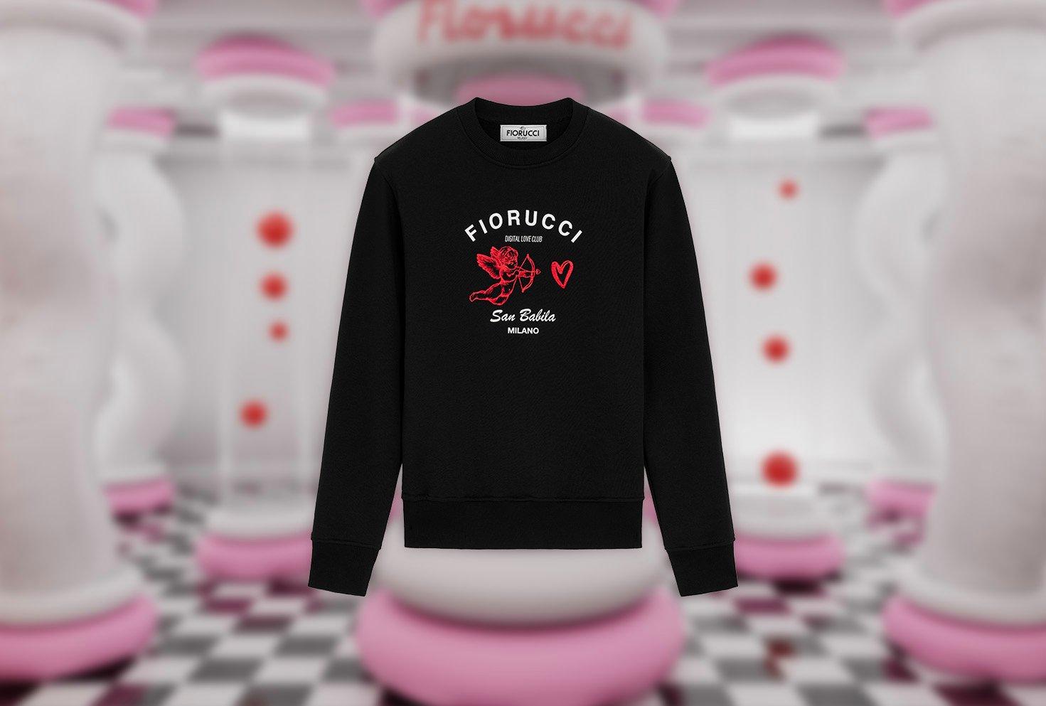 Unisex Digital Love Club Sweatshirt in black.