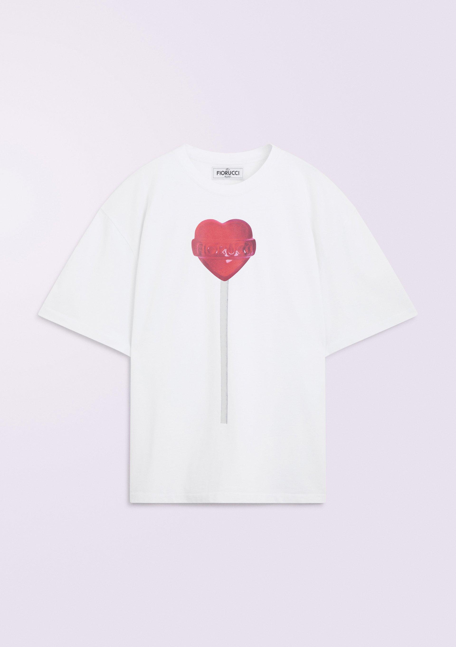 Unisex Heart Lollipop T-Shirt in white