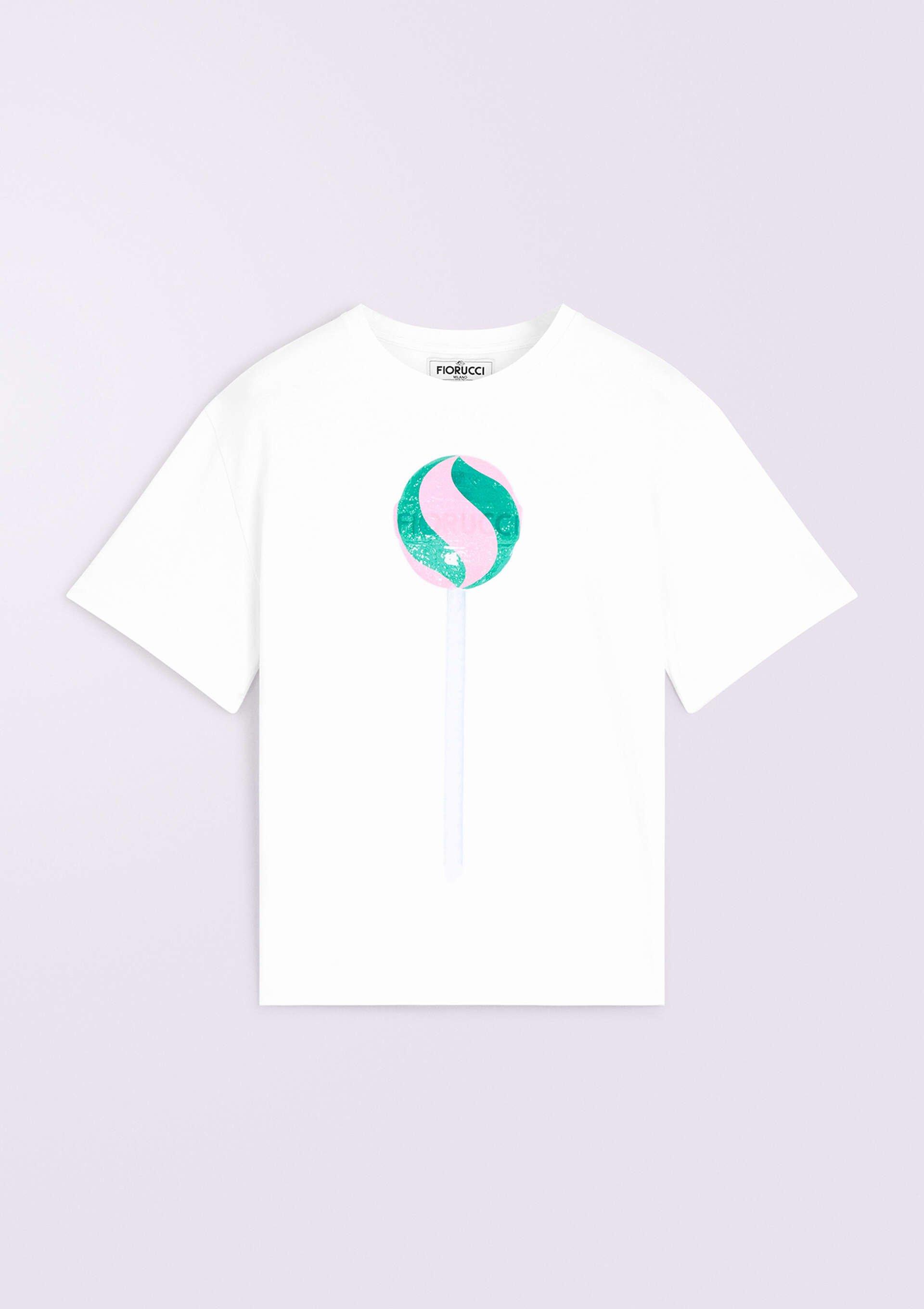 Unisex Lollipop Graphic T-Shirt in white.