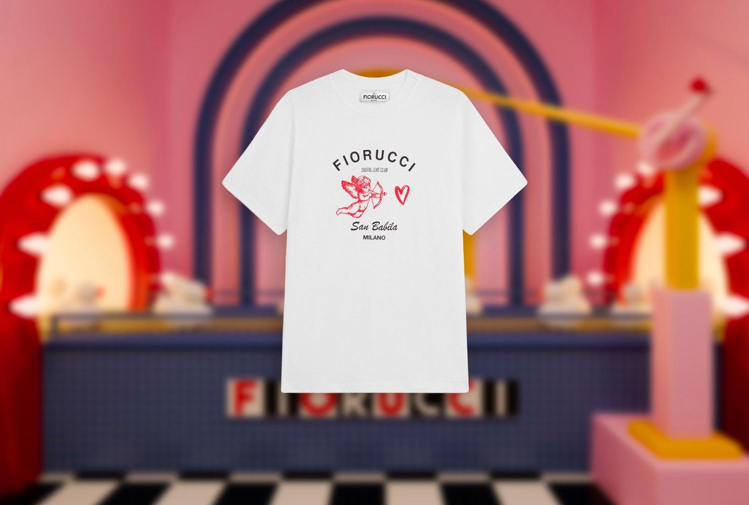 Unisex Digital Love Club T-Shirt in white.