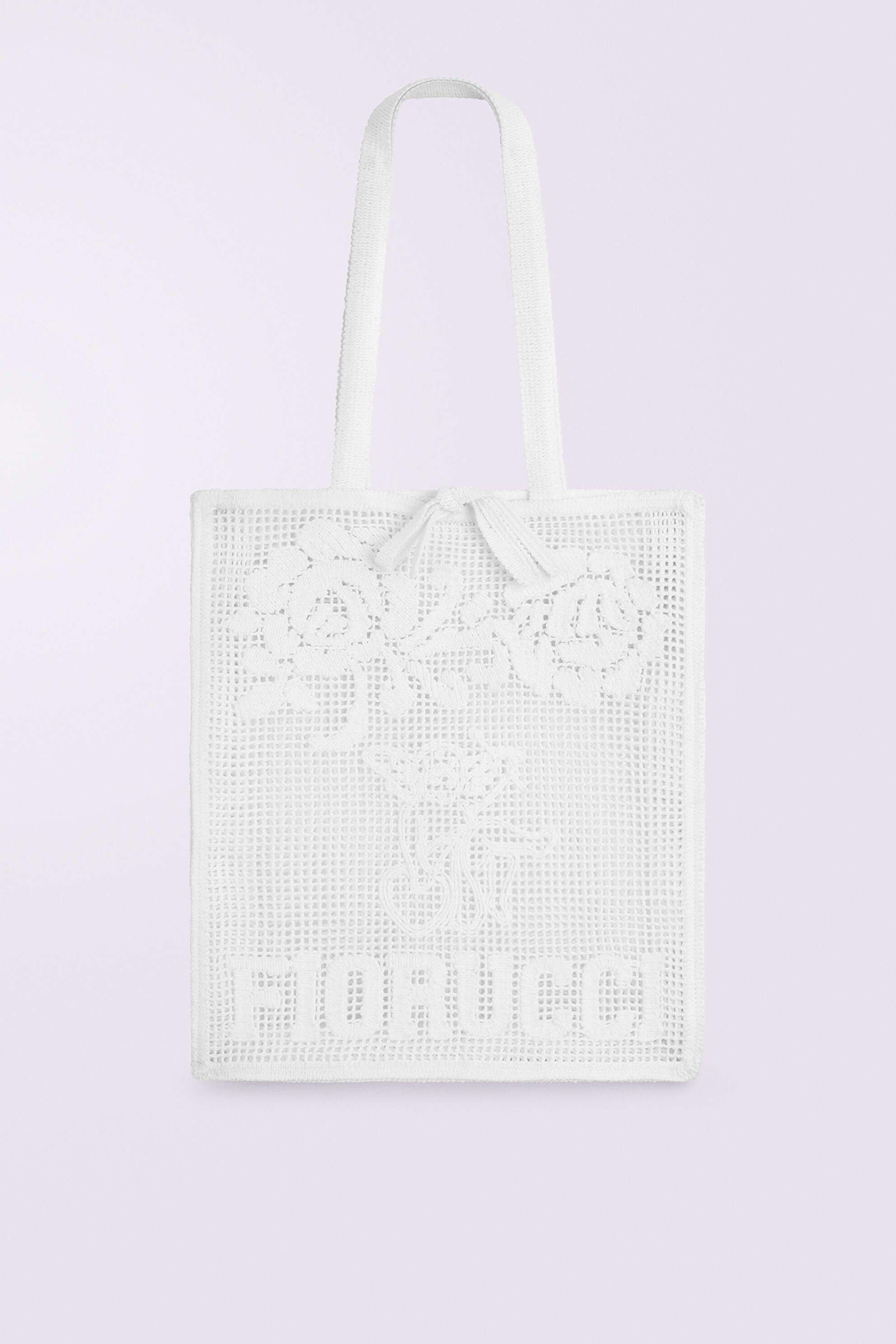 Cupid Crochet Tote Bag in White.