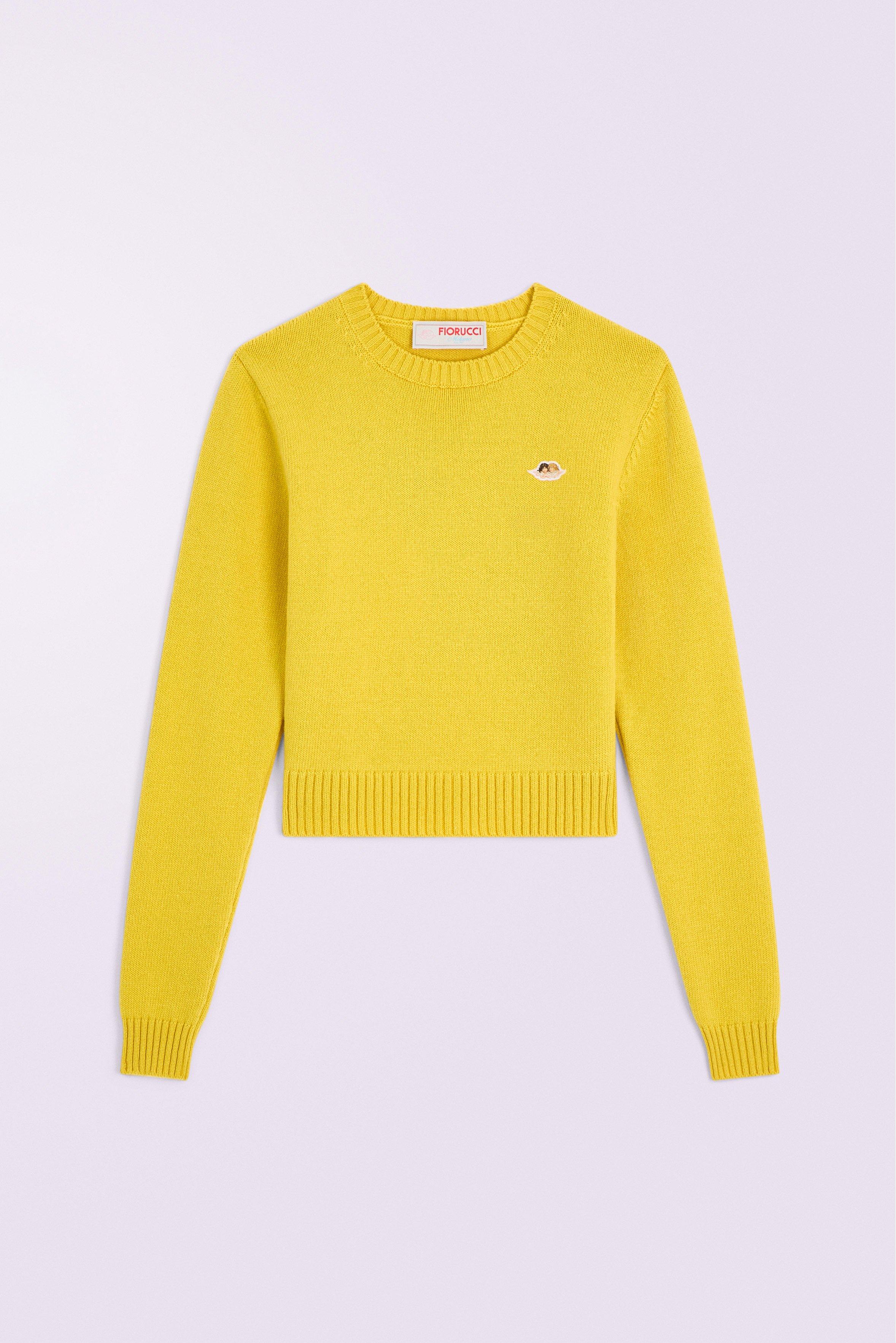 Angels Patch Crop Jumper in Yellow.