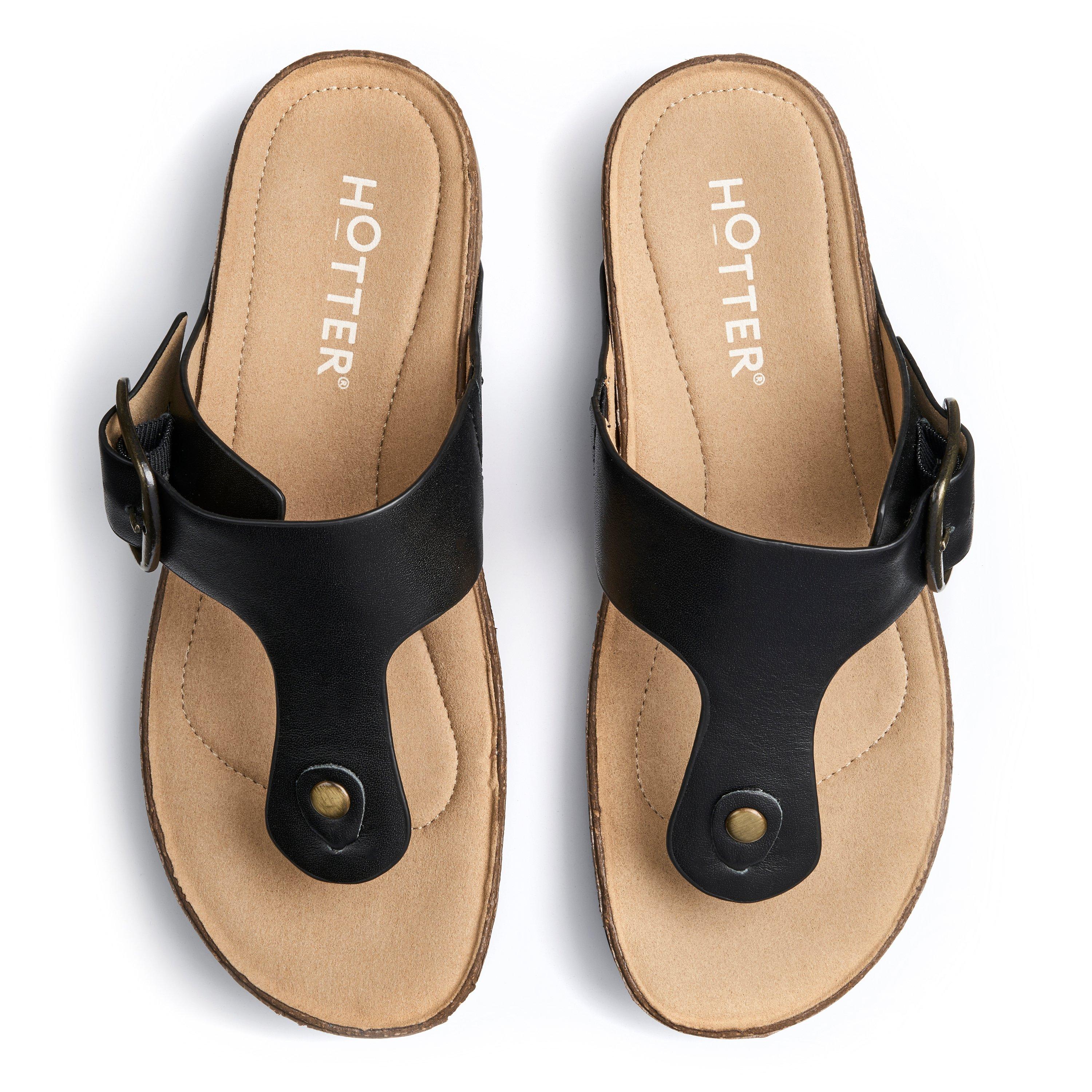 Black - Hotter - Resort Sandals Wide Fit - 3
