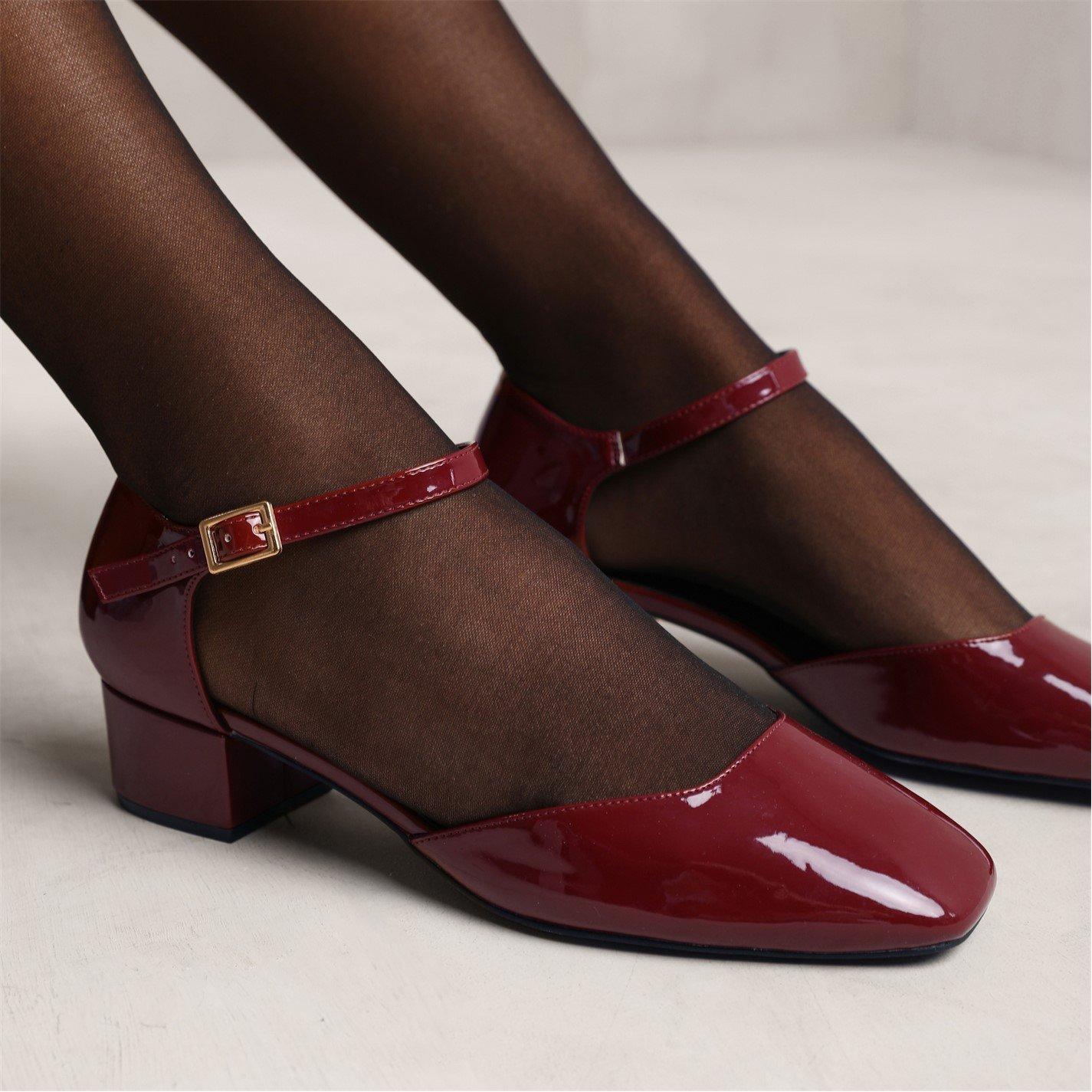 Deepcherrypaten - Wheres That From - Singapore Square Toe Low Block Heel With Strap In - 3