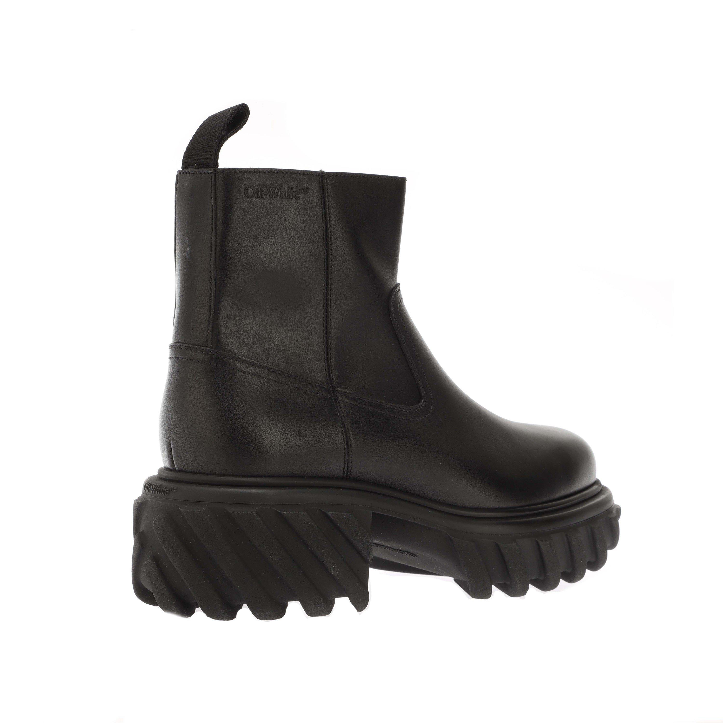 Black - Off White - Exploration Motor Ankle Boots - 3