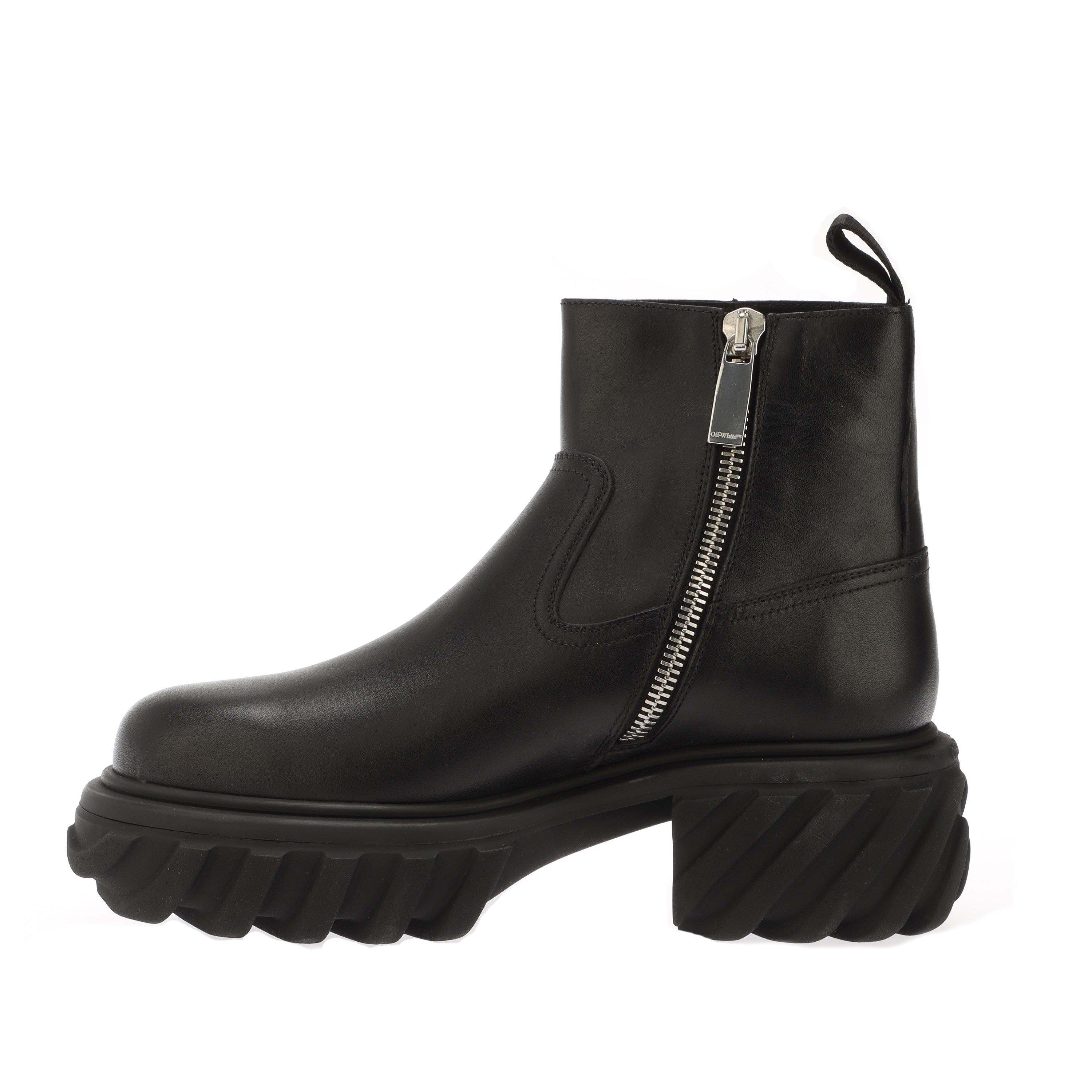 Black - Off White - Exploration Motor Ankle Boots - 5