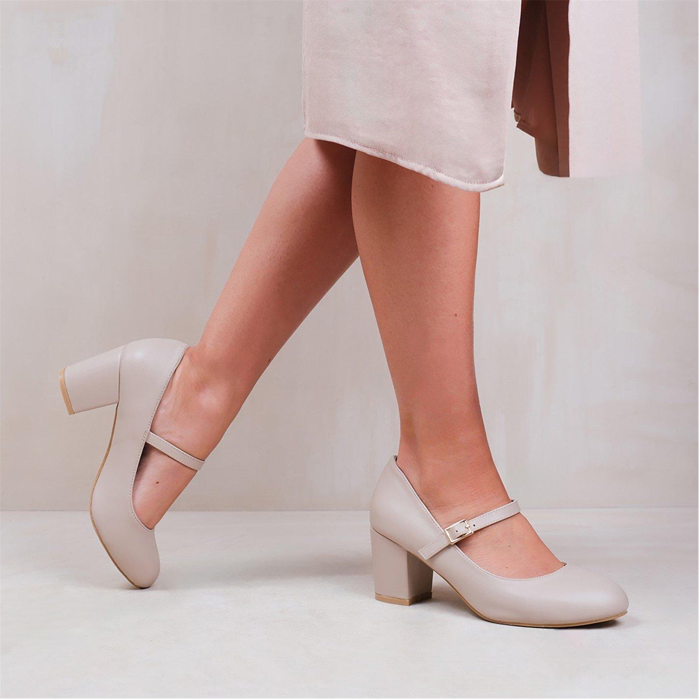 Nudepu - Wheres That From - Araceli Block Heel Pumps In Nude - 2