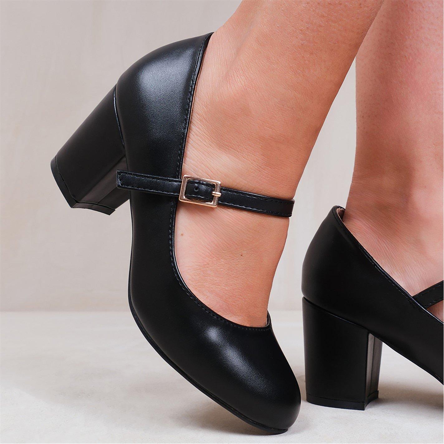 Black Pu - Wheres That From - Araceli Block Heel Pumps In Black - 3