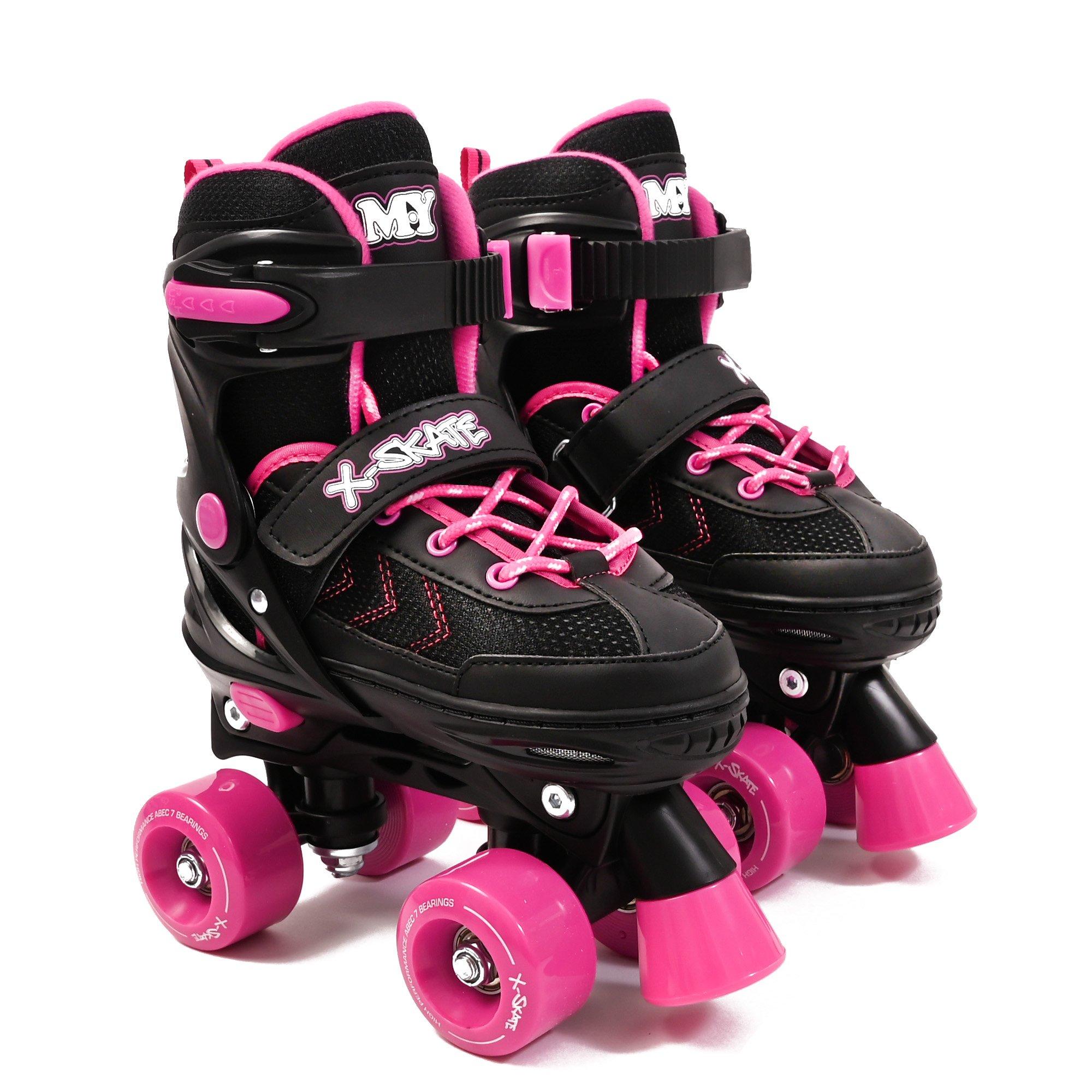 Planet Direct Boys M.y X-Skate Adjustable Quad Roller Skates - Pink - Medium