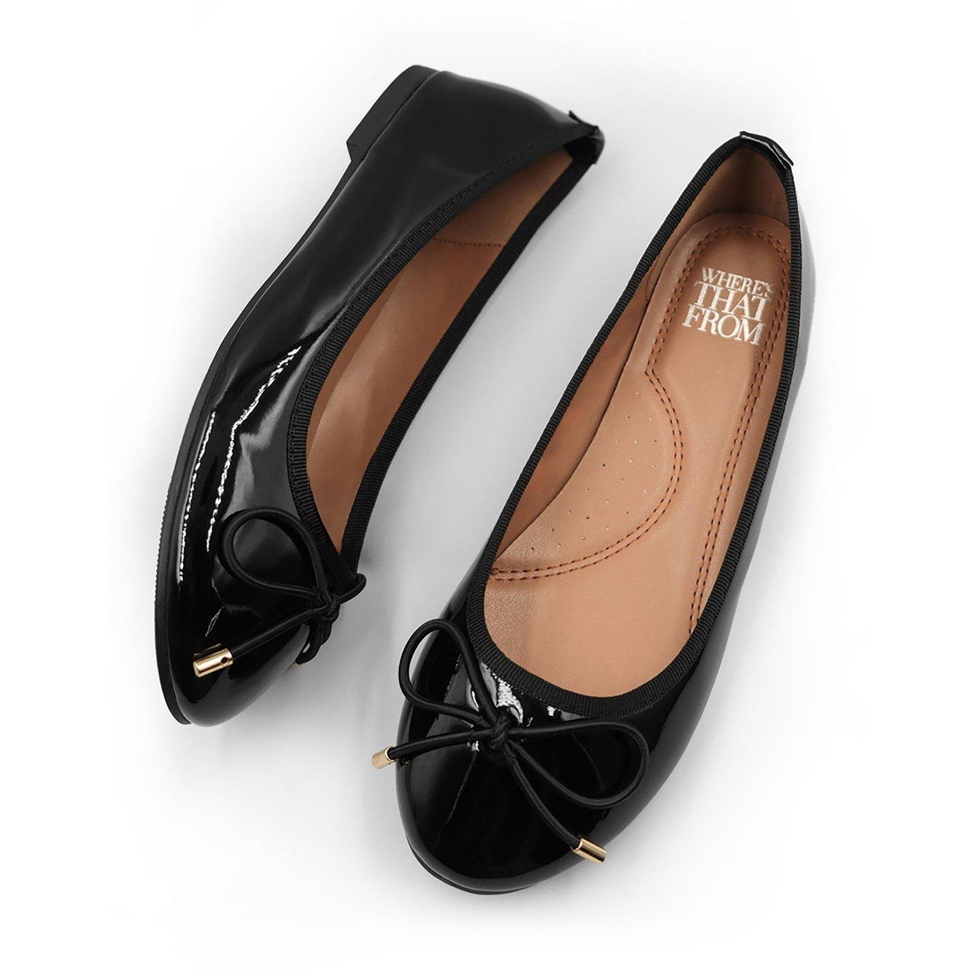 Black Patent - Wheres That From - Tallulah Wide Fit Slip On Flat Pumps In Black Pate - 1