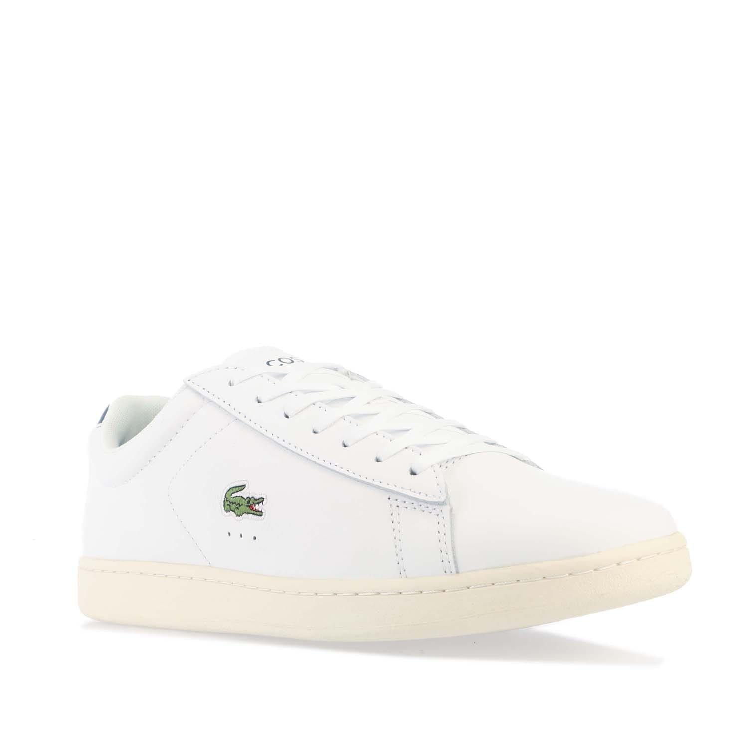 White - Lacoste - Carnaby Evo Leather Accent Heel Trainers - 2