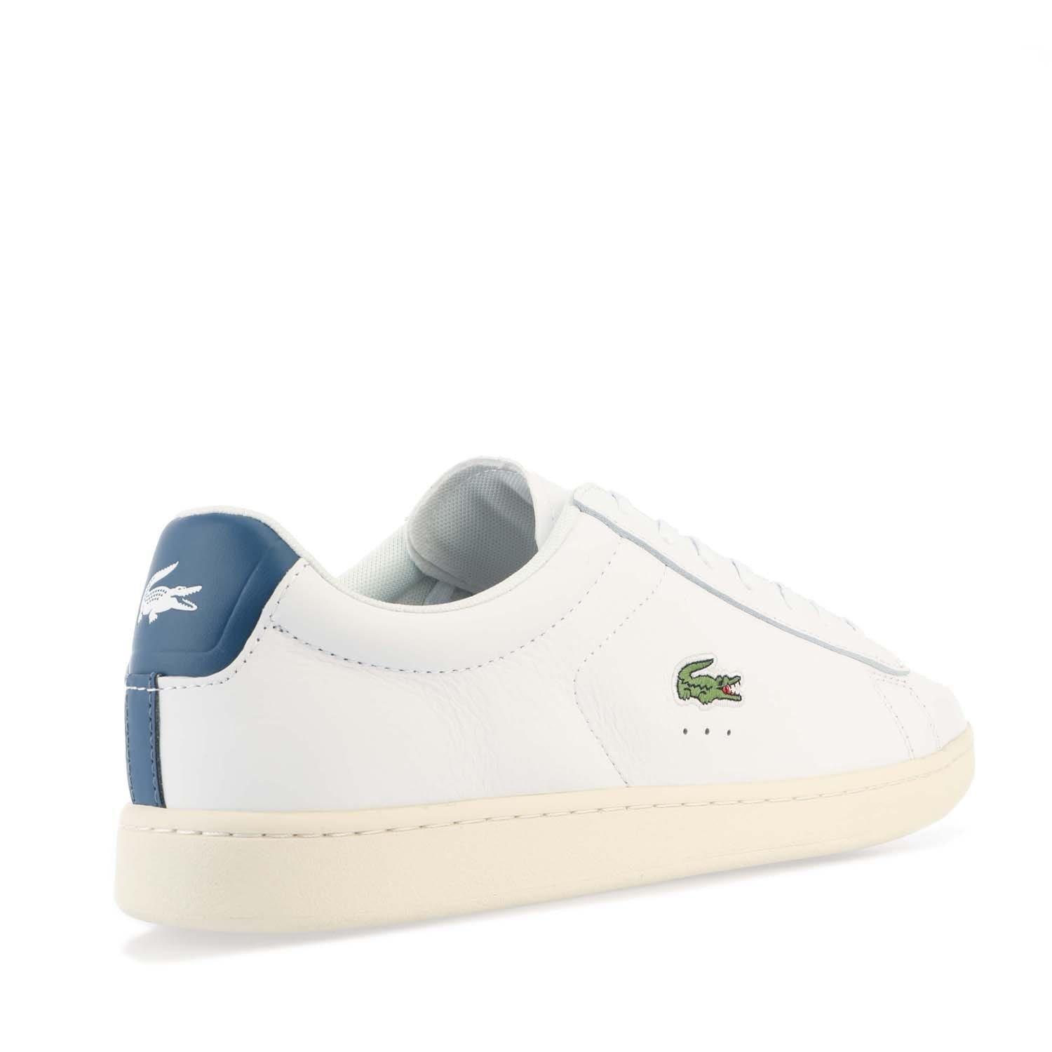 White - Lacoste - Carnaby Evo Leather Accent Heel Trainers - 3