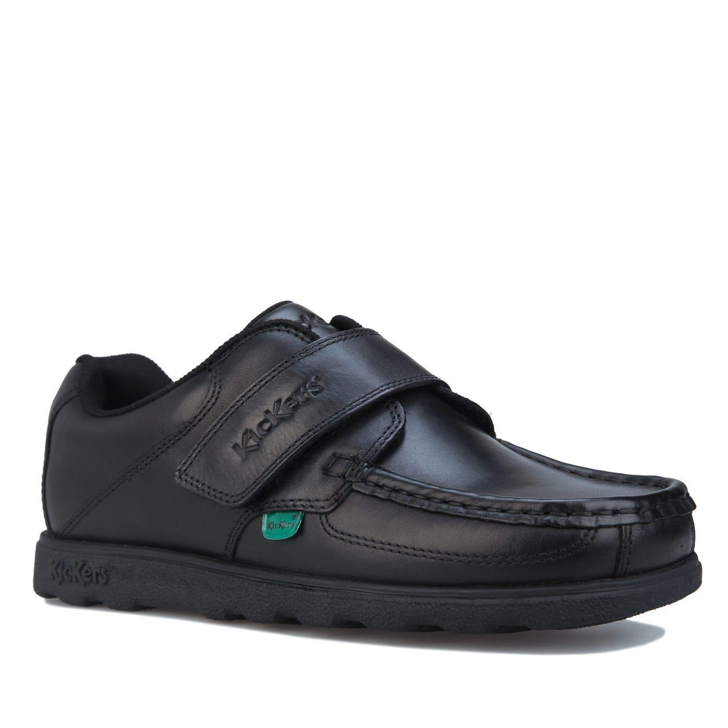 Negro - Kickers - Kids' Fragma Strap Leather Low-Top Trainers - 2