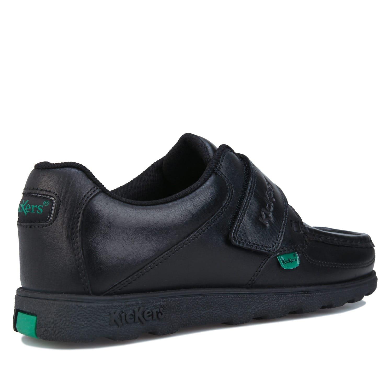 Negro - Kickers - Kids' Fragma Strap Leather Low-Top Trainers - 3