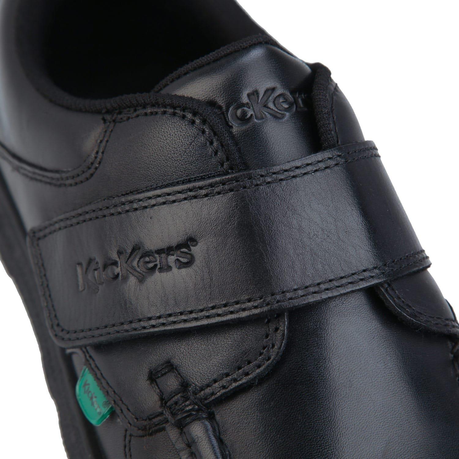 Negro - Kickers - Kids' Fragma Strap Leather Low-Top Trainers - 5