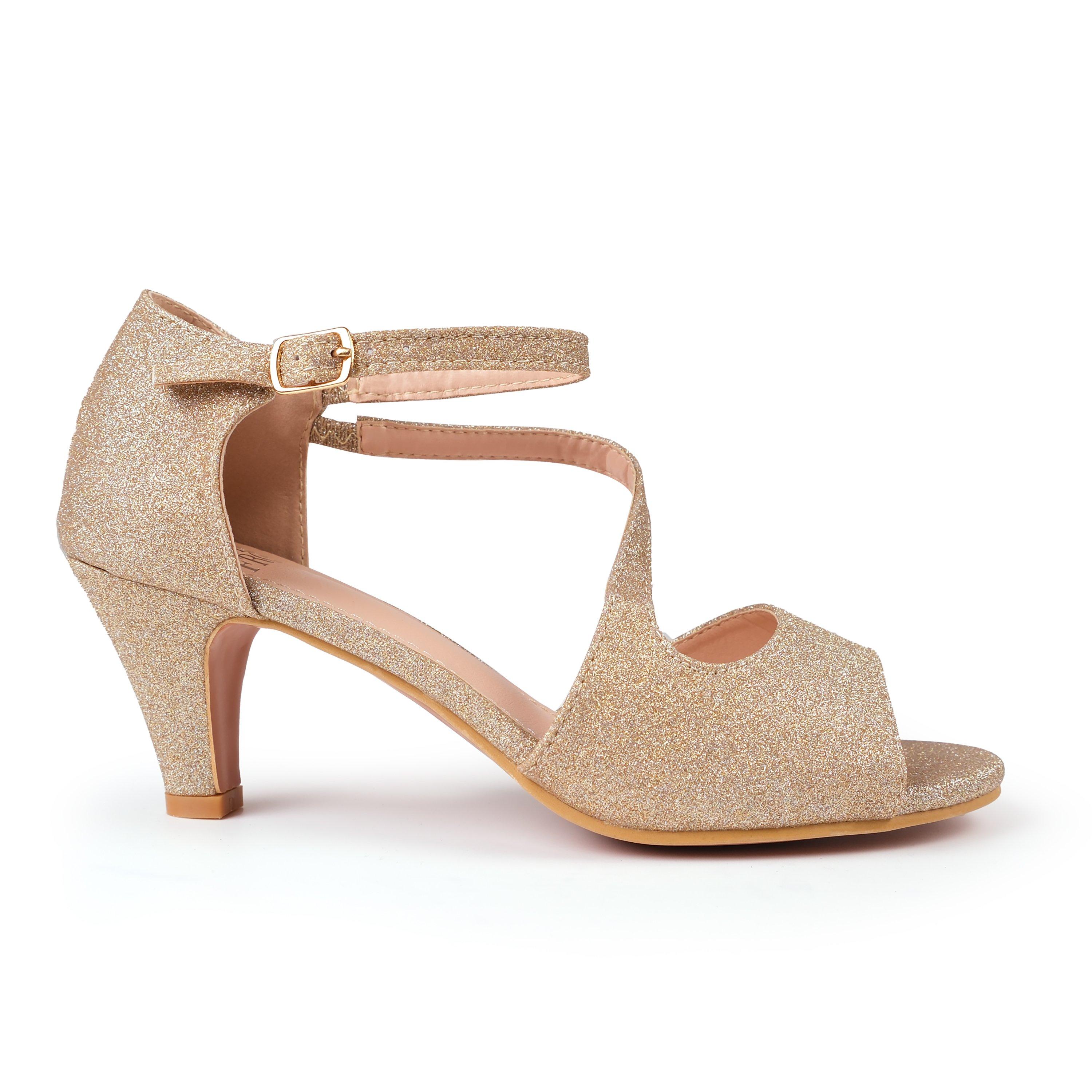 Champagneglitte - Wheres That From - Beatrice Wide Fit Low Kitten Heel With Crossover S - 1