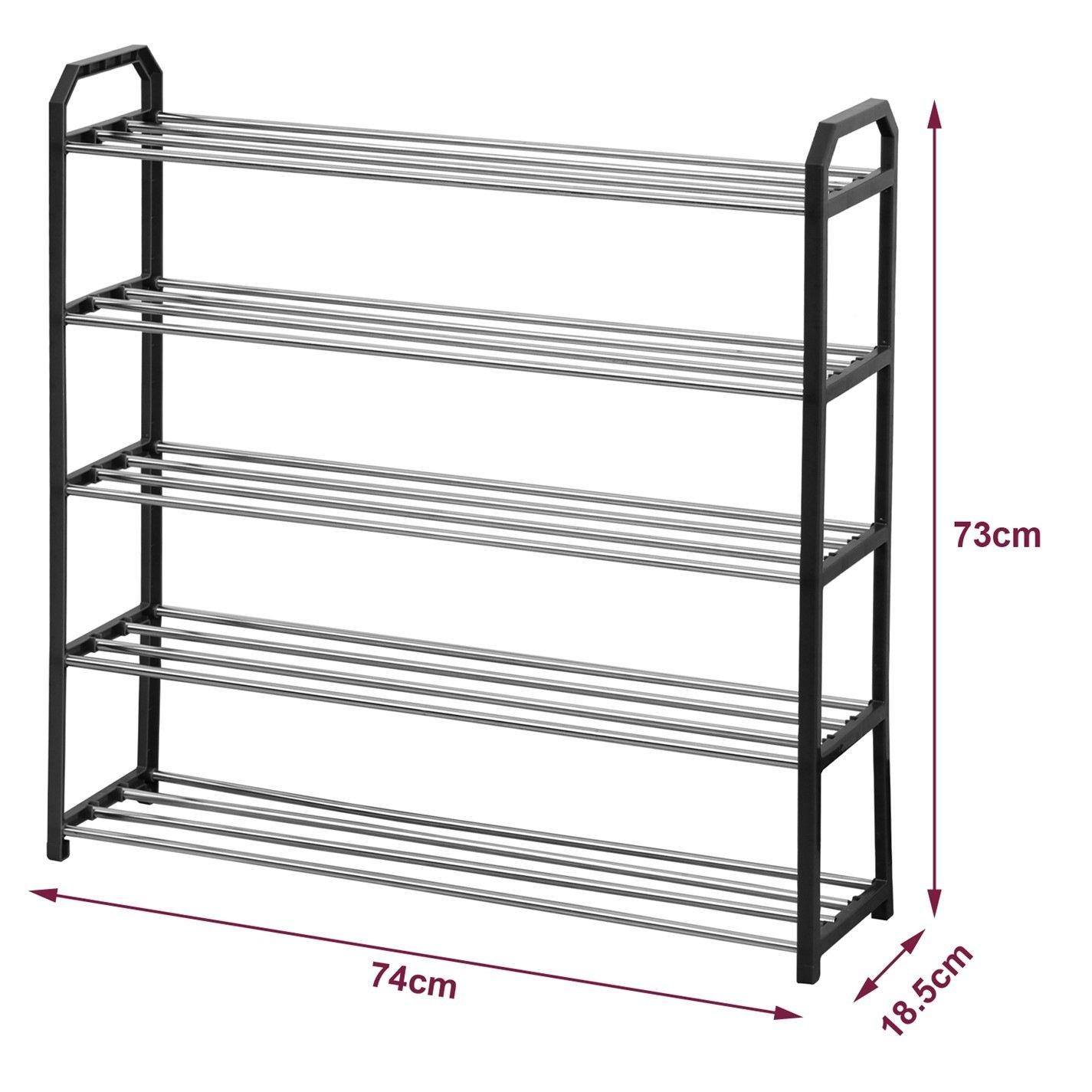 Black - House of Home - 5 Tier Shoe Rack in Black - 5