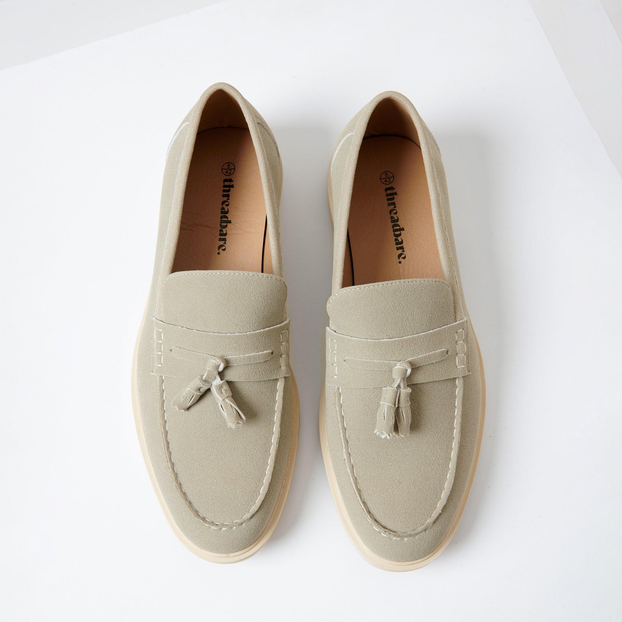 Stone - Threadbare - Faux Suede Tassel Loafers - 1