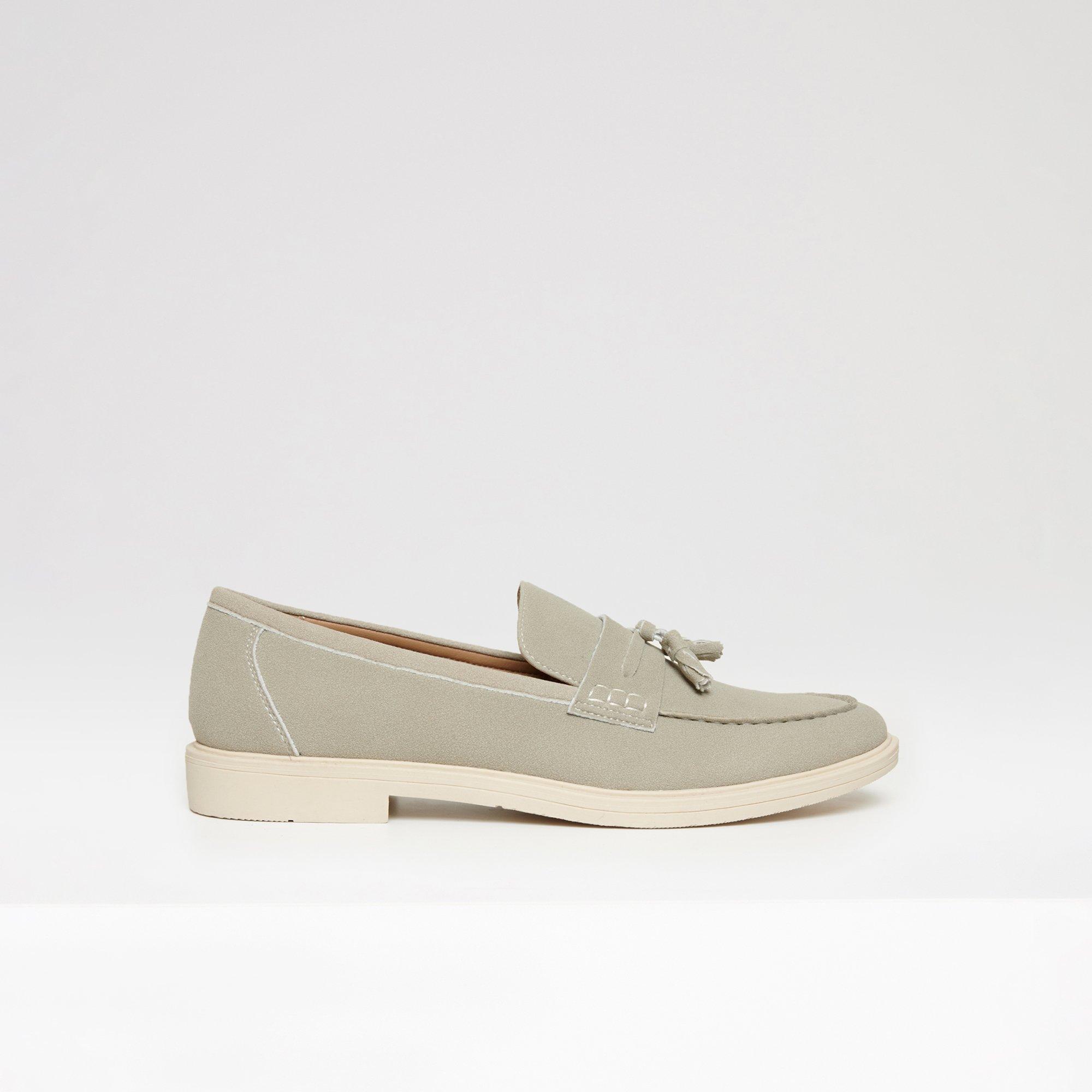Stone - Threadbare - Faux Suede Tassel Loafers - 4