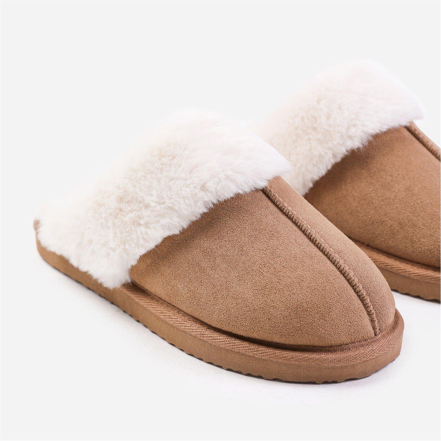 Camelsuede - Wheres That From - Lounge Camel Suede Slippers With Fur Trim - 4