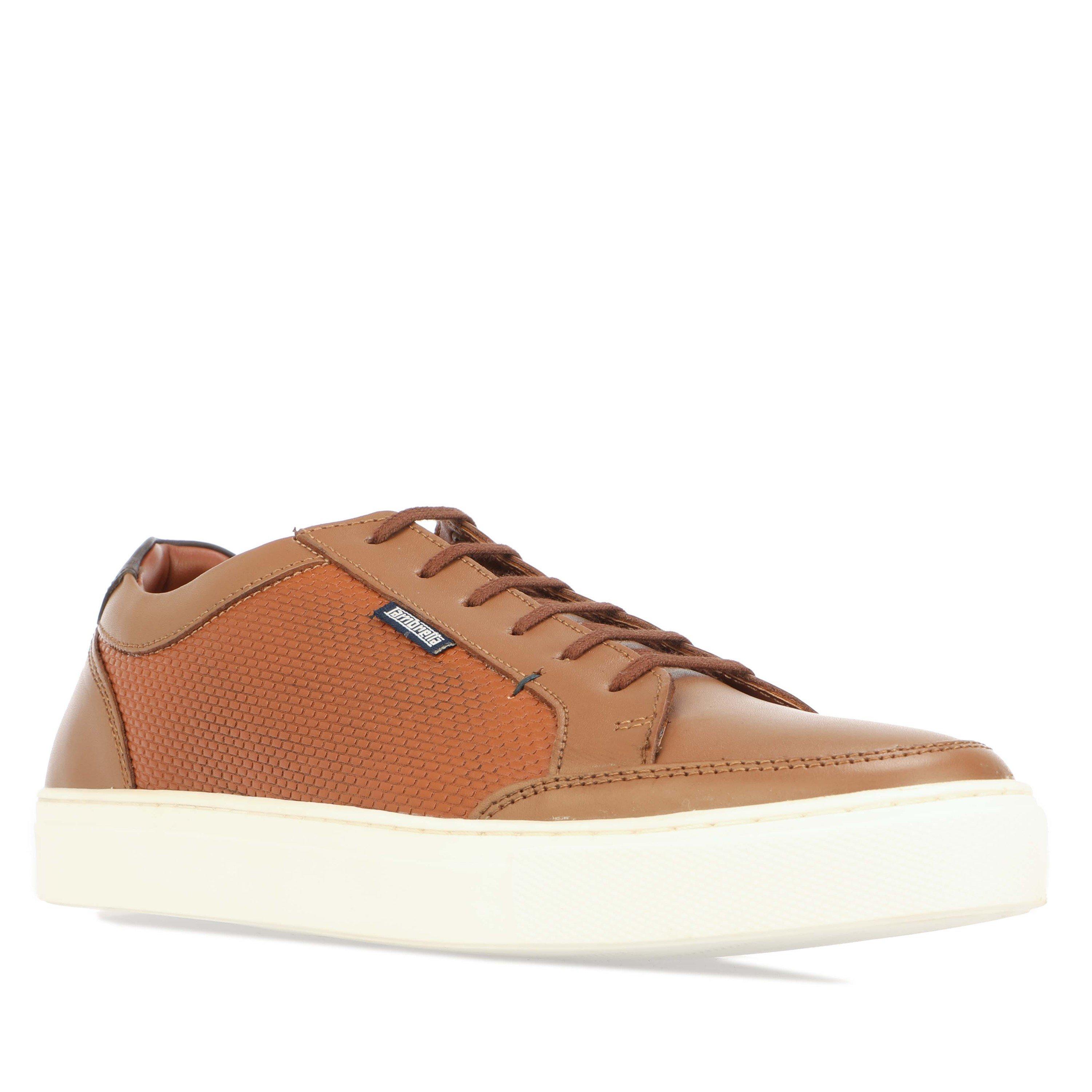 Tan - Lambretta - Men's Percy Leather Low-Top Trainers - 2