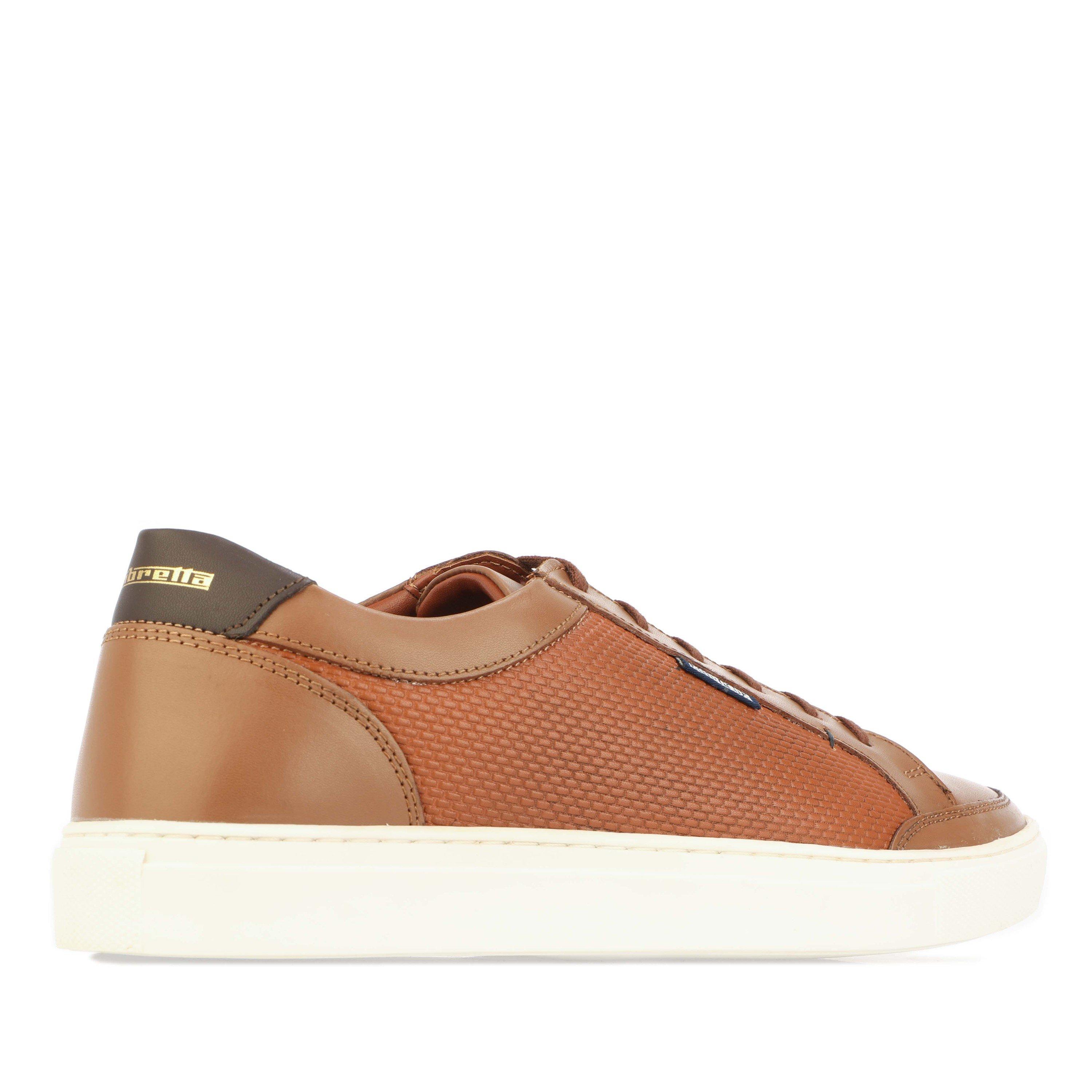 Tan - Lambretta - Men's Percy Leather Low-Top Trainers - 3