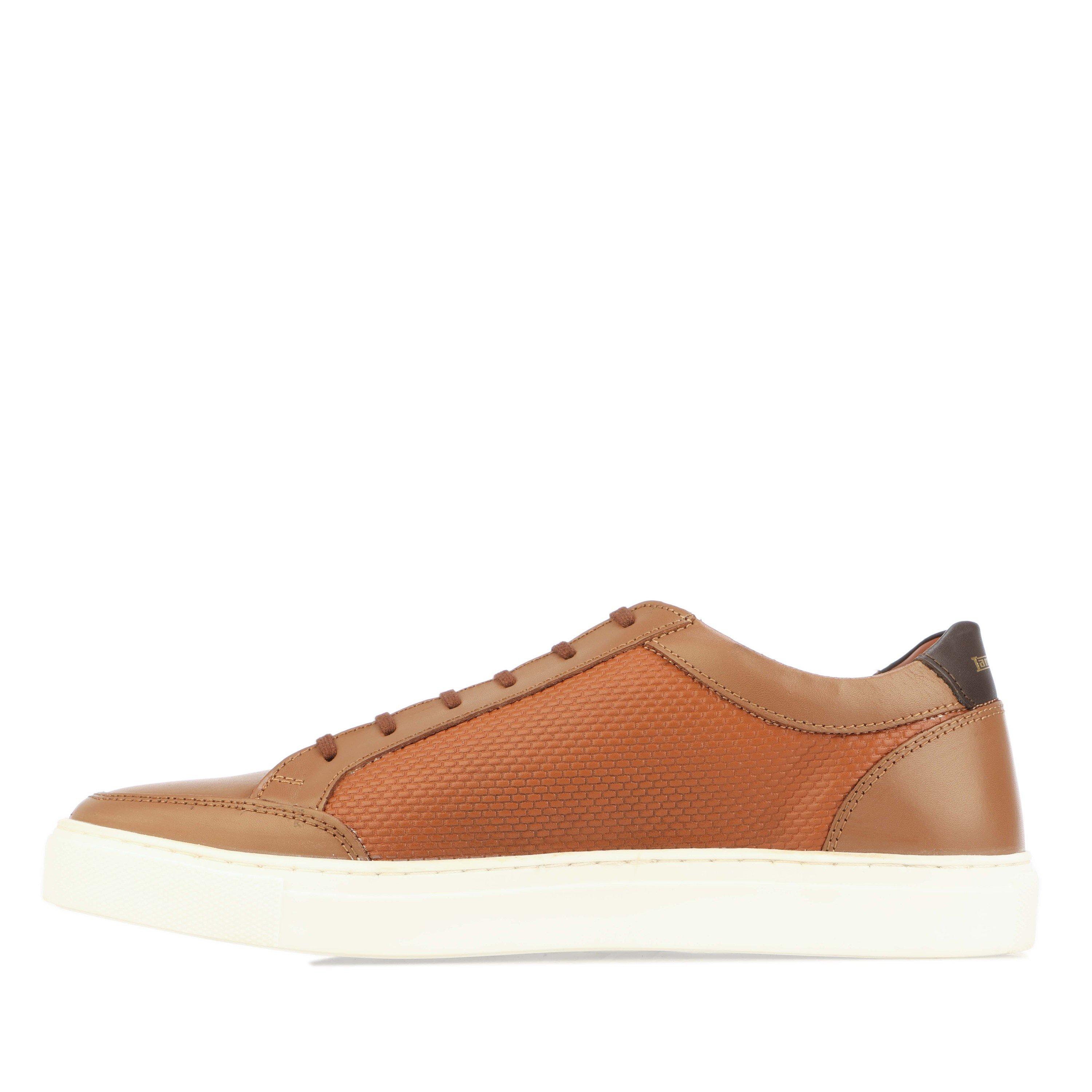 Tan - Lambretta - Men's Percy Leather Low-Top Trainers - 5