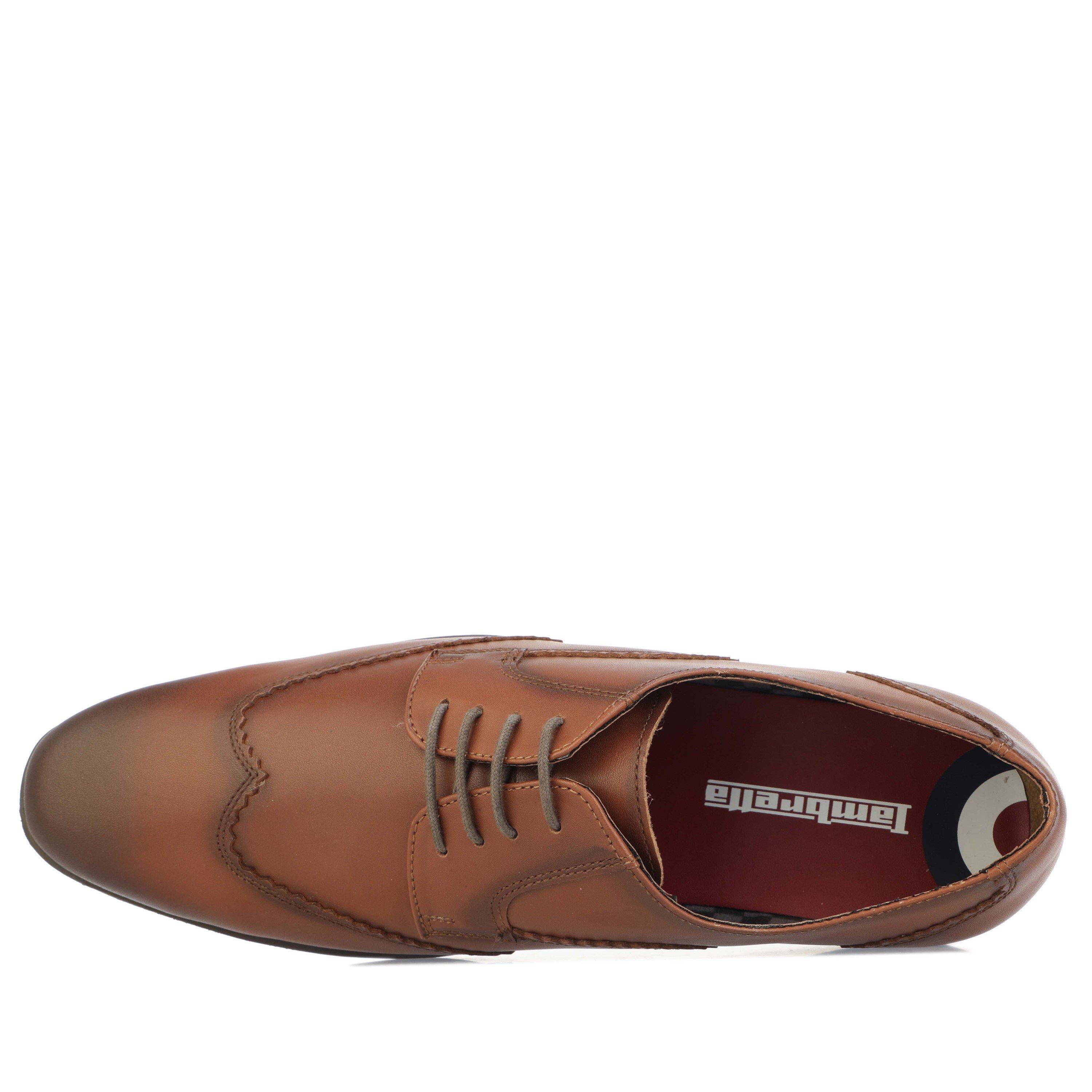 Tan - Lambretta - Blair Leather Wing Tip Shoes - 6