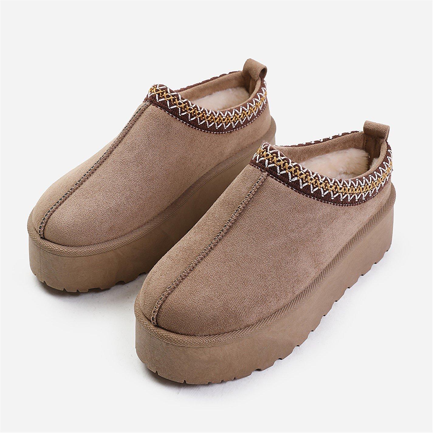 Camelsuede - Wheres That From - Allegra Camel Faux-Suede Embroidered Ankle Slipper - 4