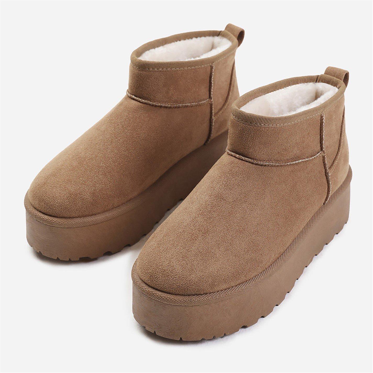 Camelsuede - Wheres That From - Zyla Camel Faux-Suede Fur Lining Slipper Boots - 4