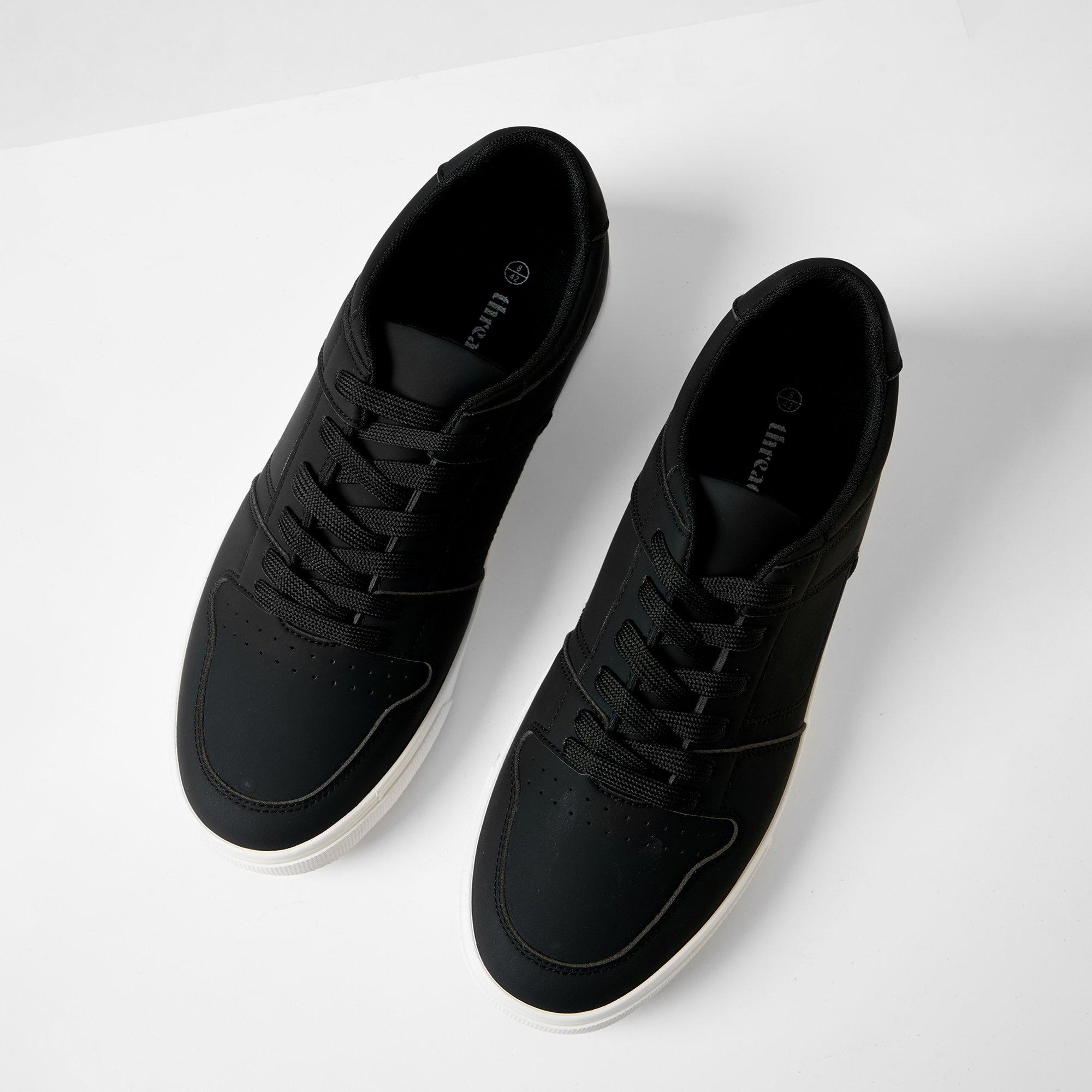 Black - Threadbare - Stitch Detail Court Trainers - 1
