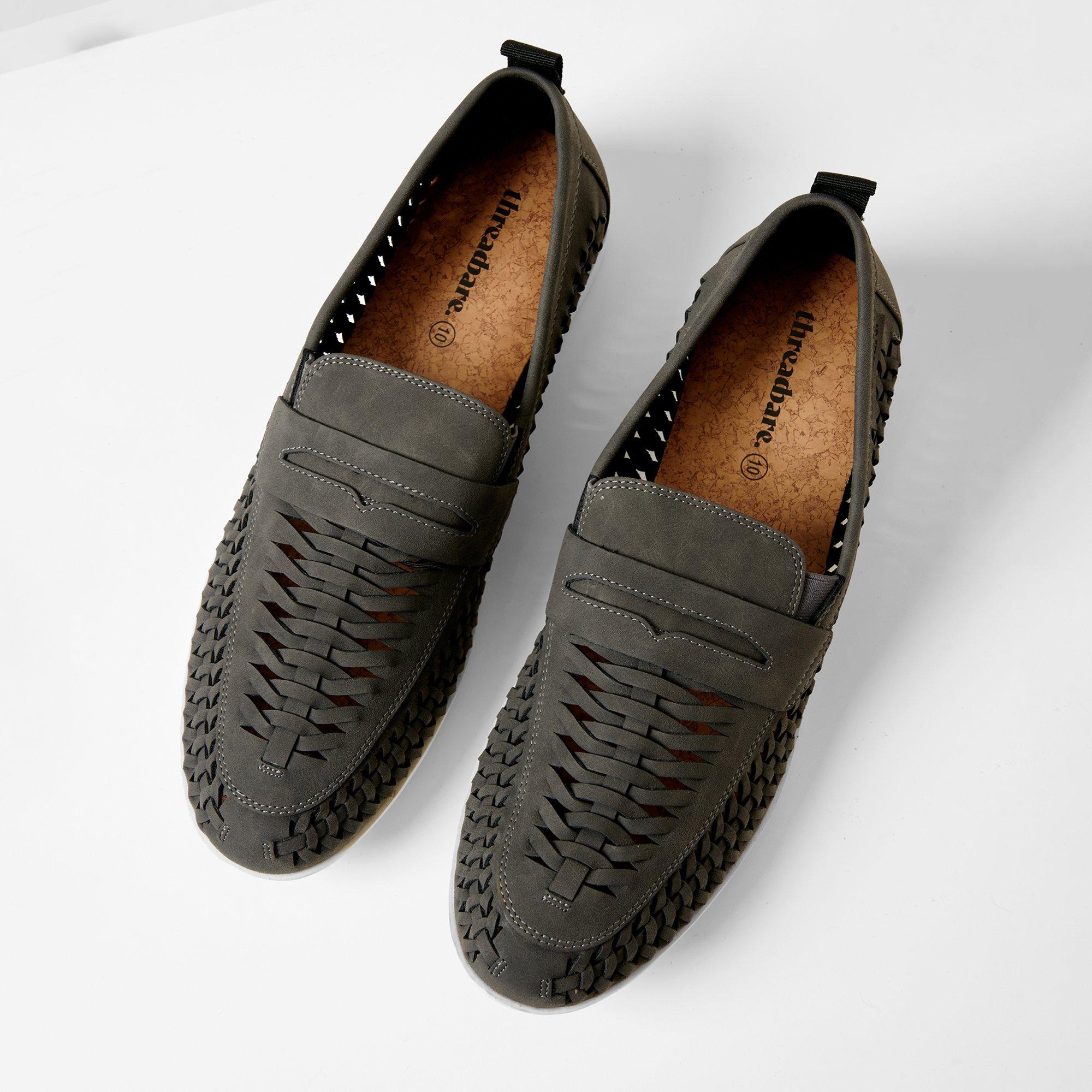 Grey - Threadbare - Faux Suede Woven Loafers - 1