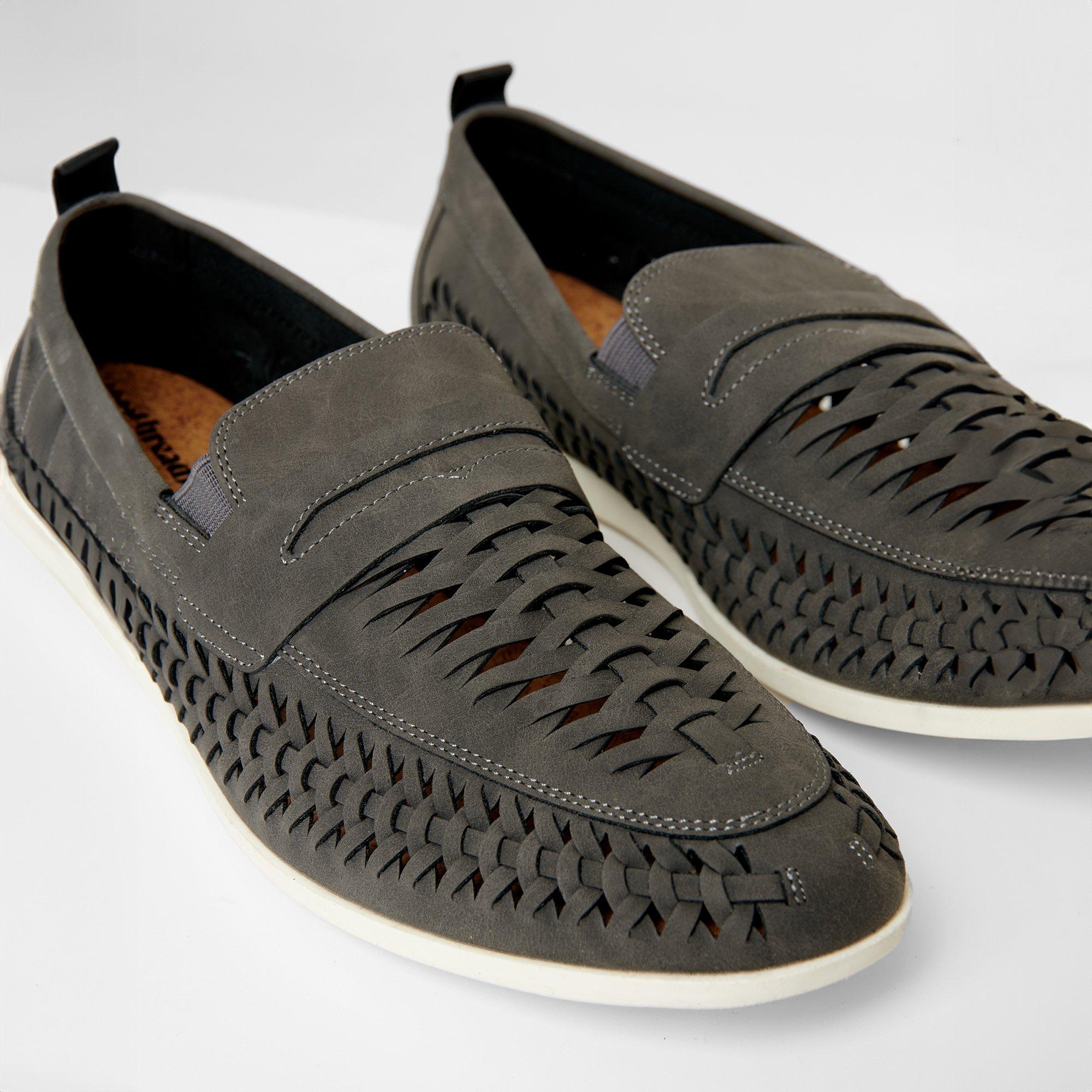 Grey - Threadbare - Faux Suede Woven Loafers - 2