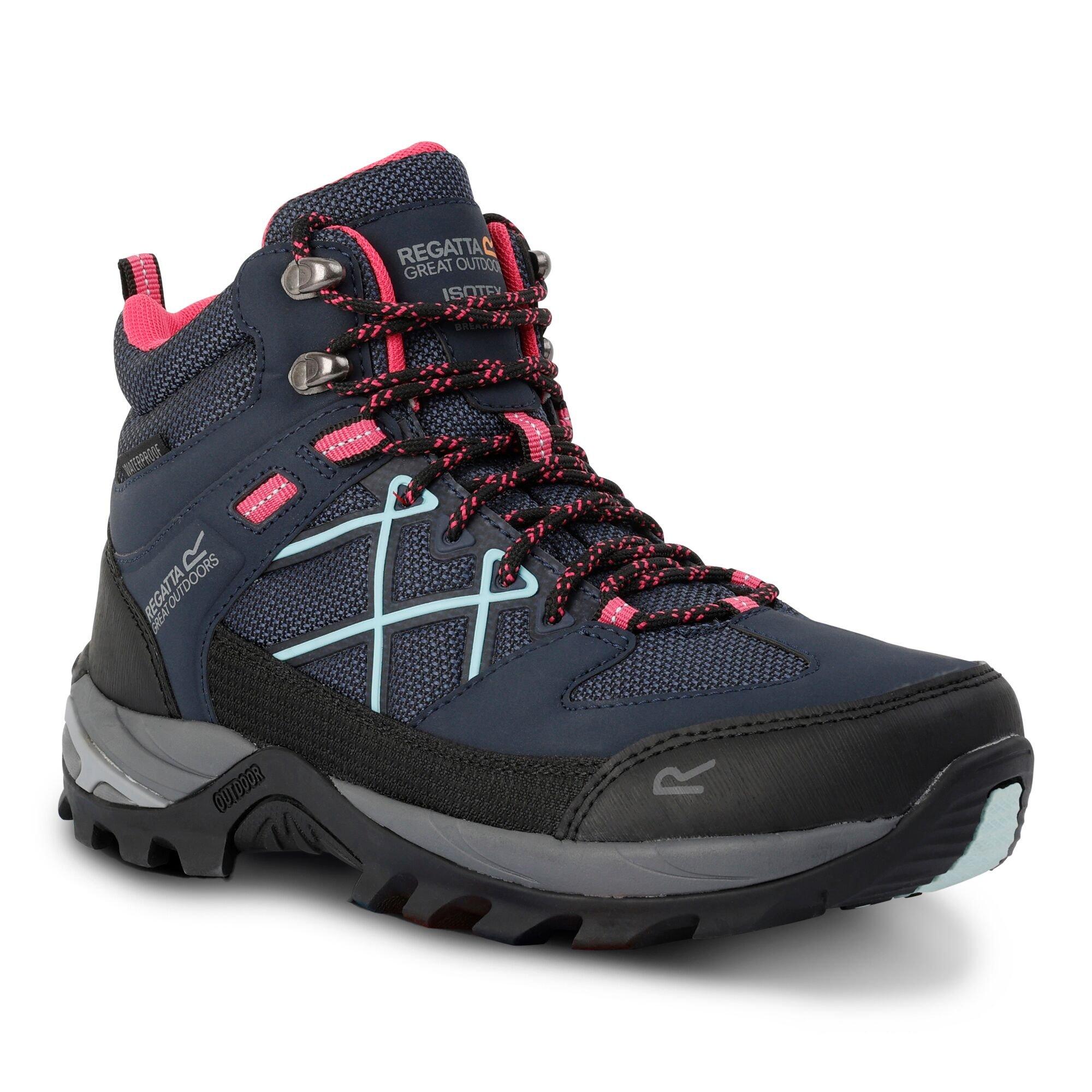 Navy/Pink/Aqua - Regatta - Womens Samaris III Waterproof Walking Boots - 4